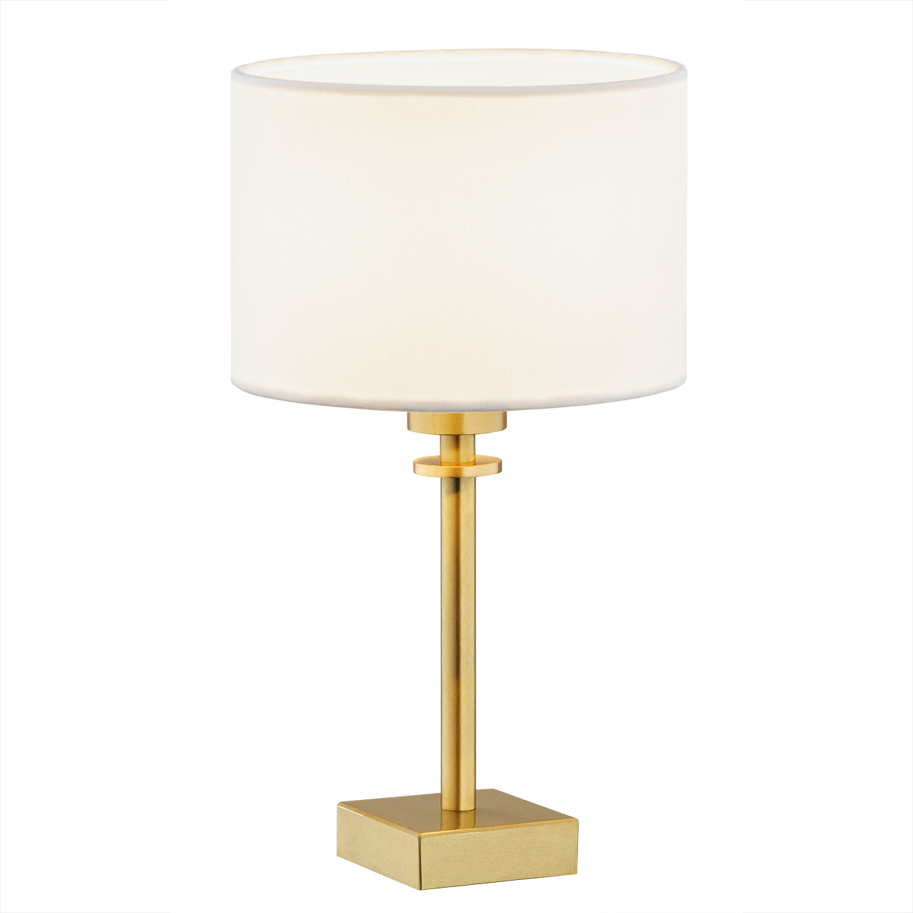 Abano Table Lamp, White Shade, Brushed Brass Base, 38cm Height