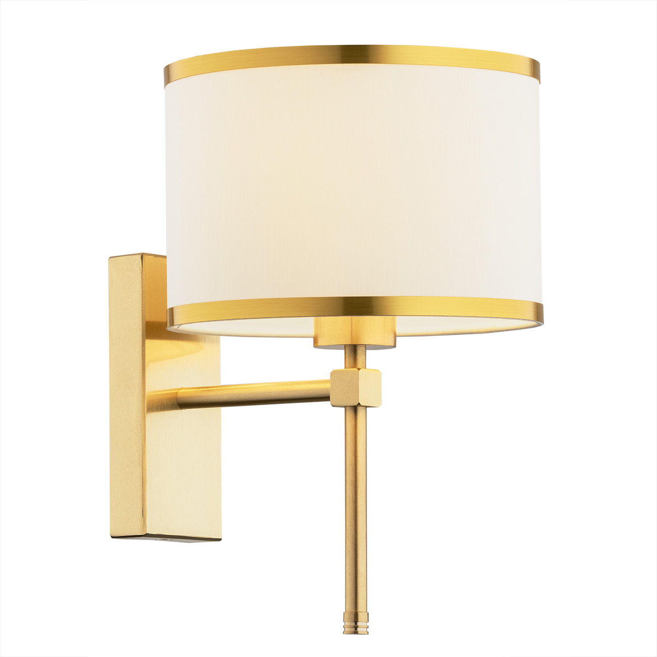 Abano Wall Light, Brushed Brass, Cream & Gold Lampshade, 1 Lamp