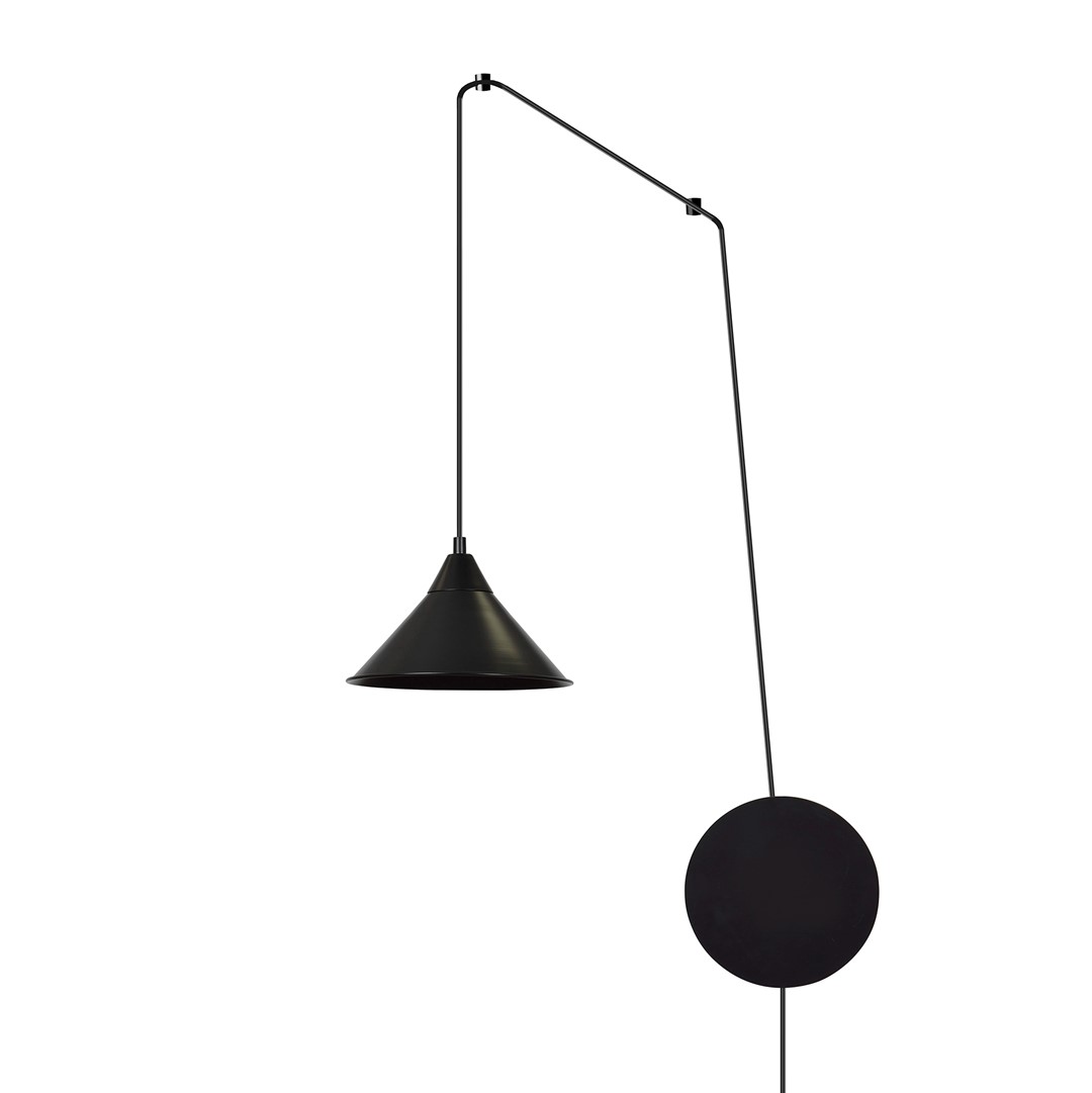 Abrim 1 Light Black Pendant/Wall Light, Optional Plug-In