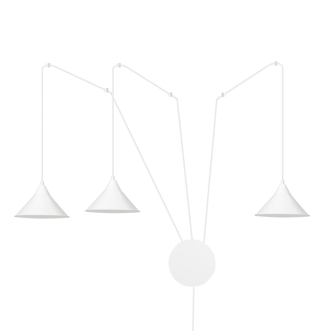 Abrim 3 Light White Wall/Pendant Lamp, Optional Plug-In