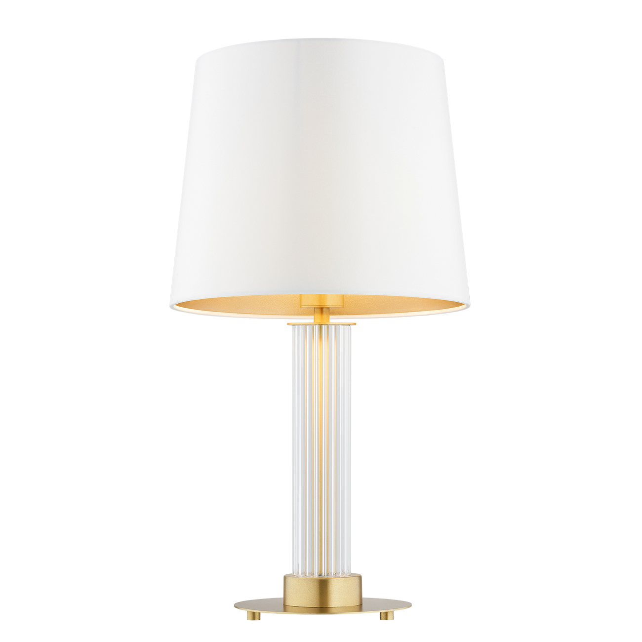 Ampton Table Light, Cream Fabric Shade, Brass, Glass, 30cm