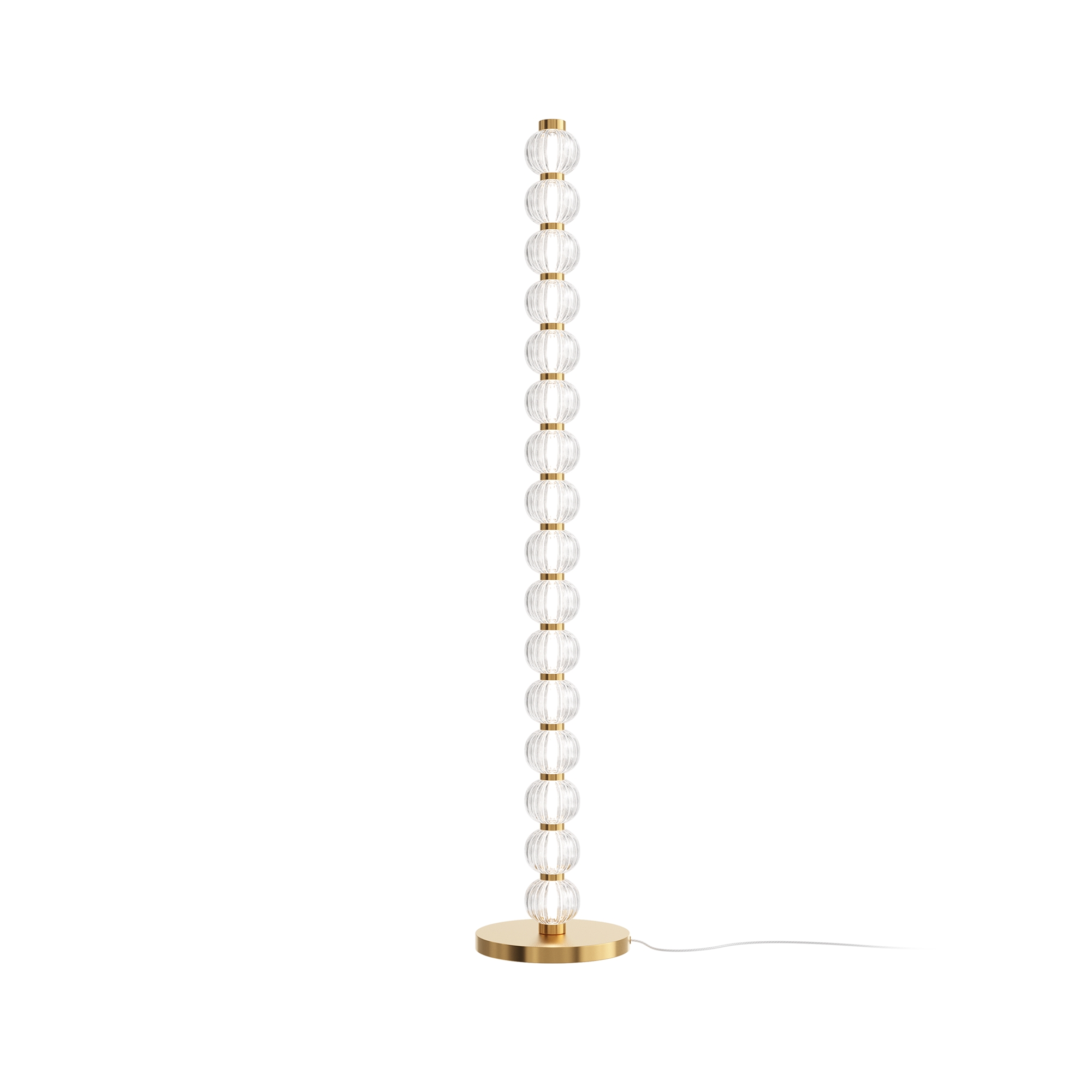 Amulet Bead LED Floor Lamp, Gold Metal, Clear Glass, 3000k, 33w, 132cm Height