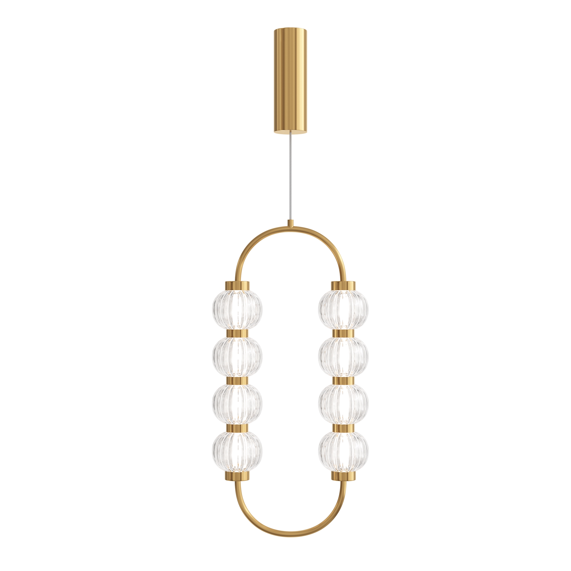 Amulet Oval Bead LED Pendant Lamp, Gold Metal, Clear Glass 3000k, 16w