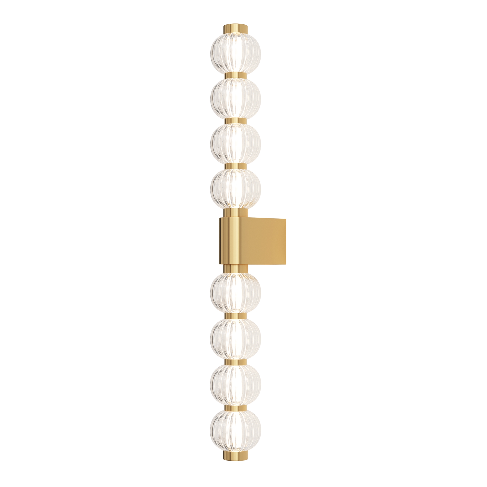Amulet Up & Down Thin LED Bead Wall Lamp, Clear Glass, Gold Metal, 3000k 19w, 9cm Wide