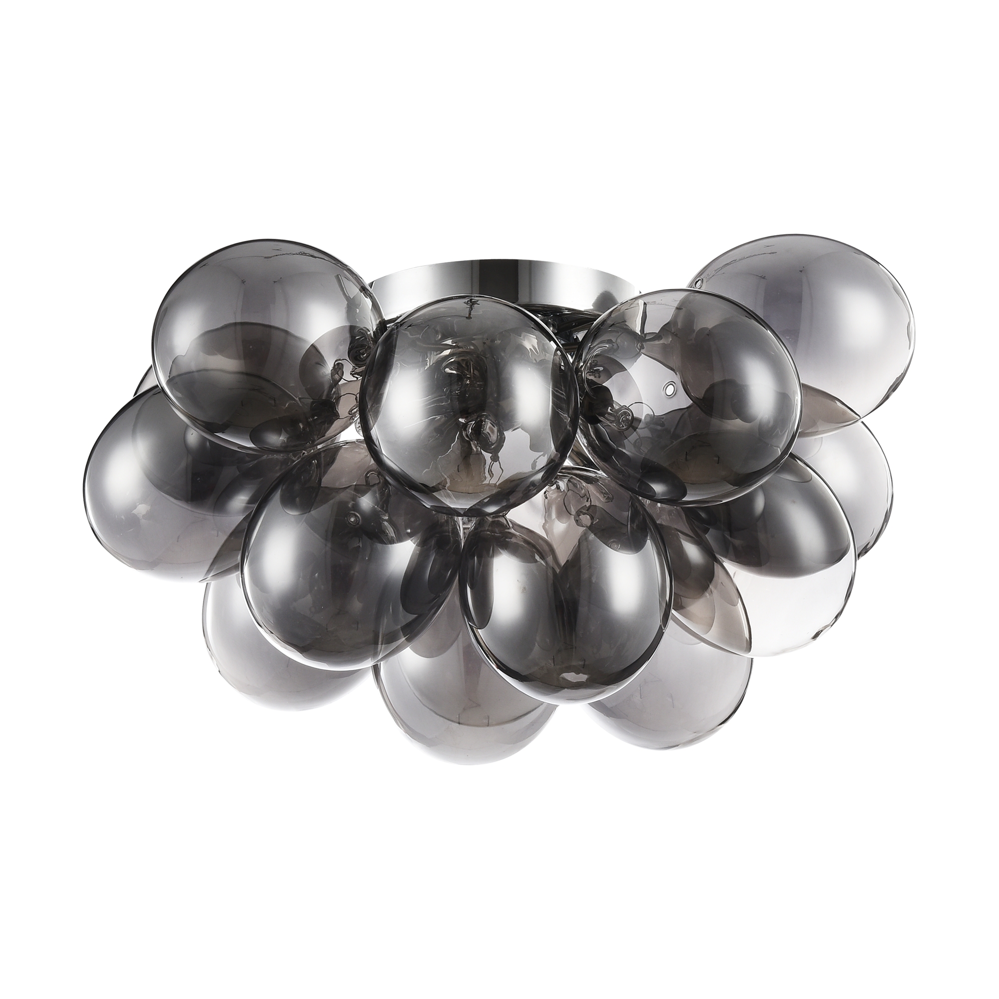 Balbo Smoked Glass Ceiling Lamp, 4 Light, Nickel Metal, 38cm Wide
