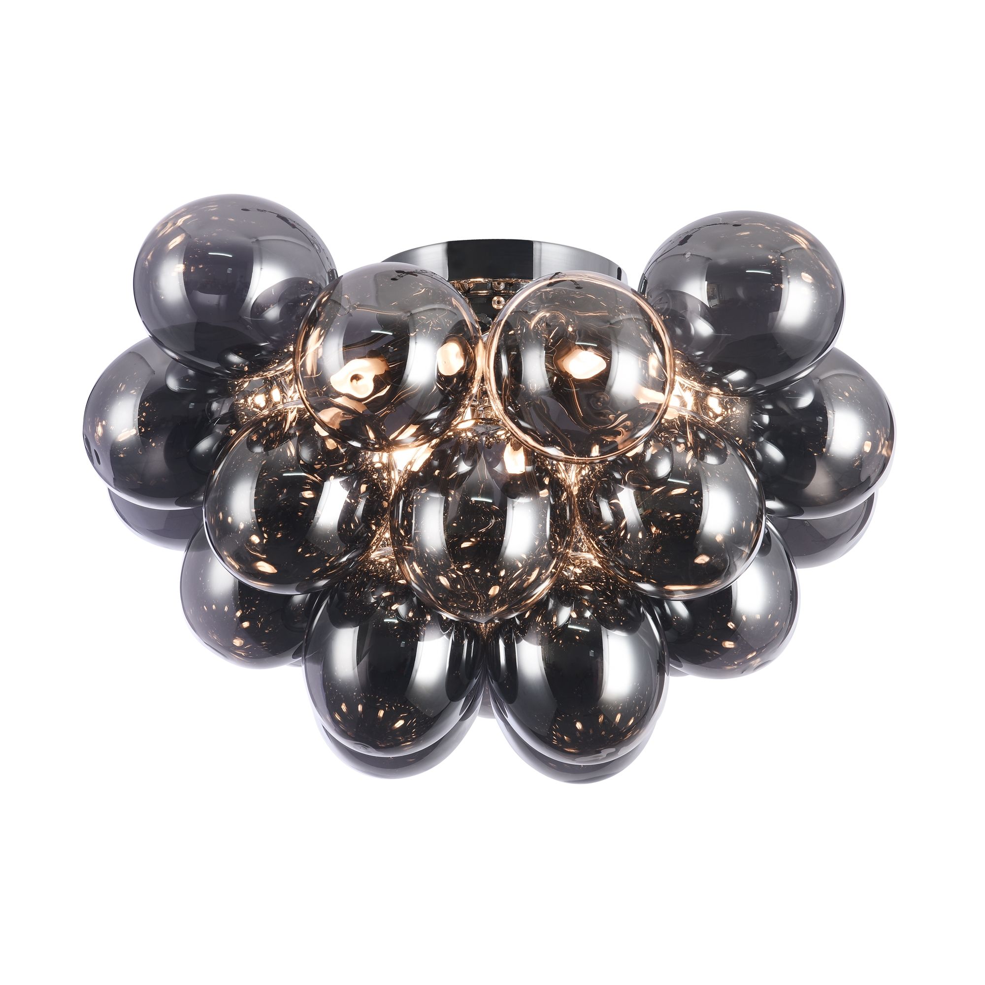 Balbo 8 Lamp Ceiling Light, Smoked Glass, Nickel Metal, 50cm Wide