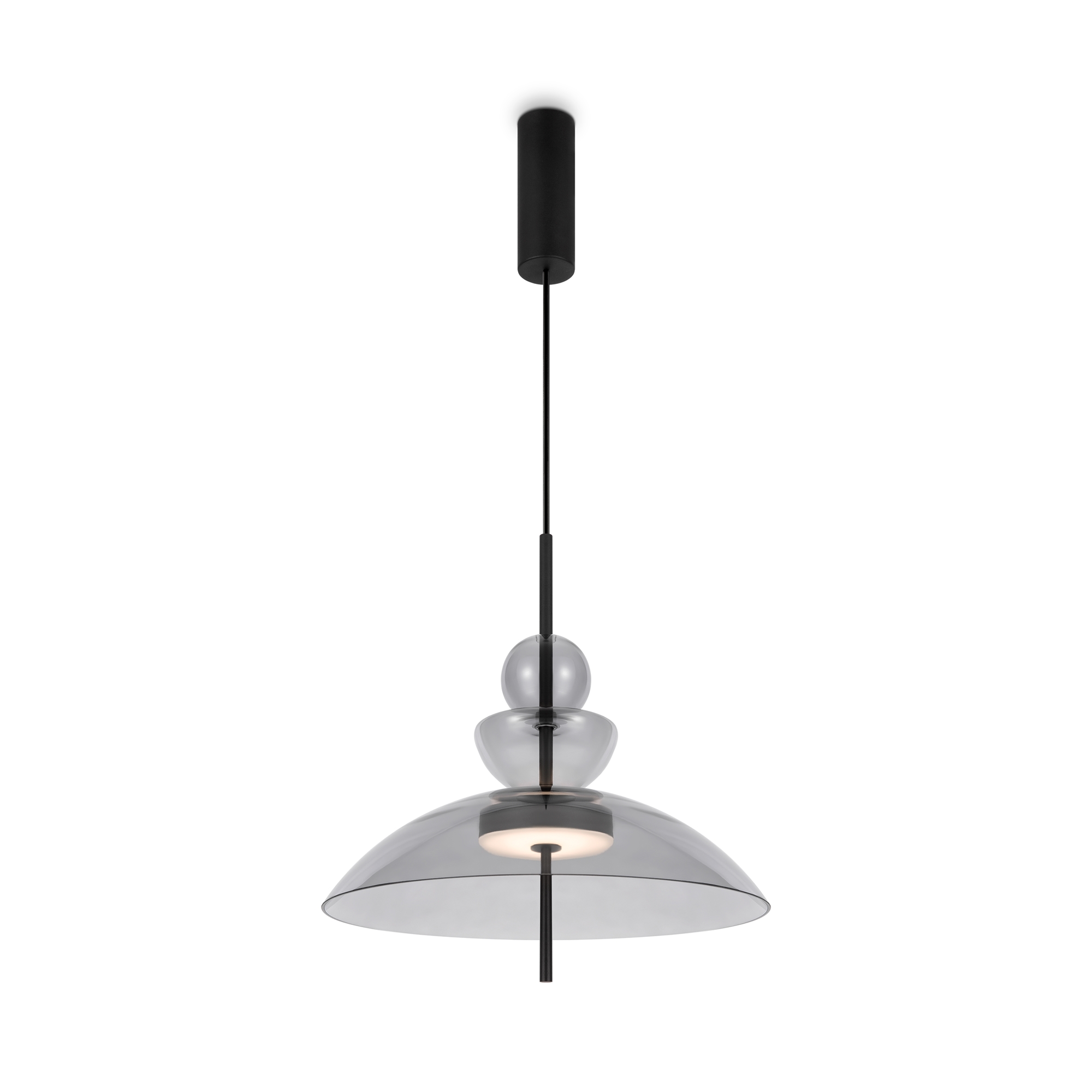 Bangkok Large Grey Glass, LED Pendant Light, 3000k, 12w, 40cm