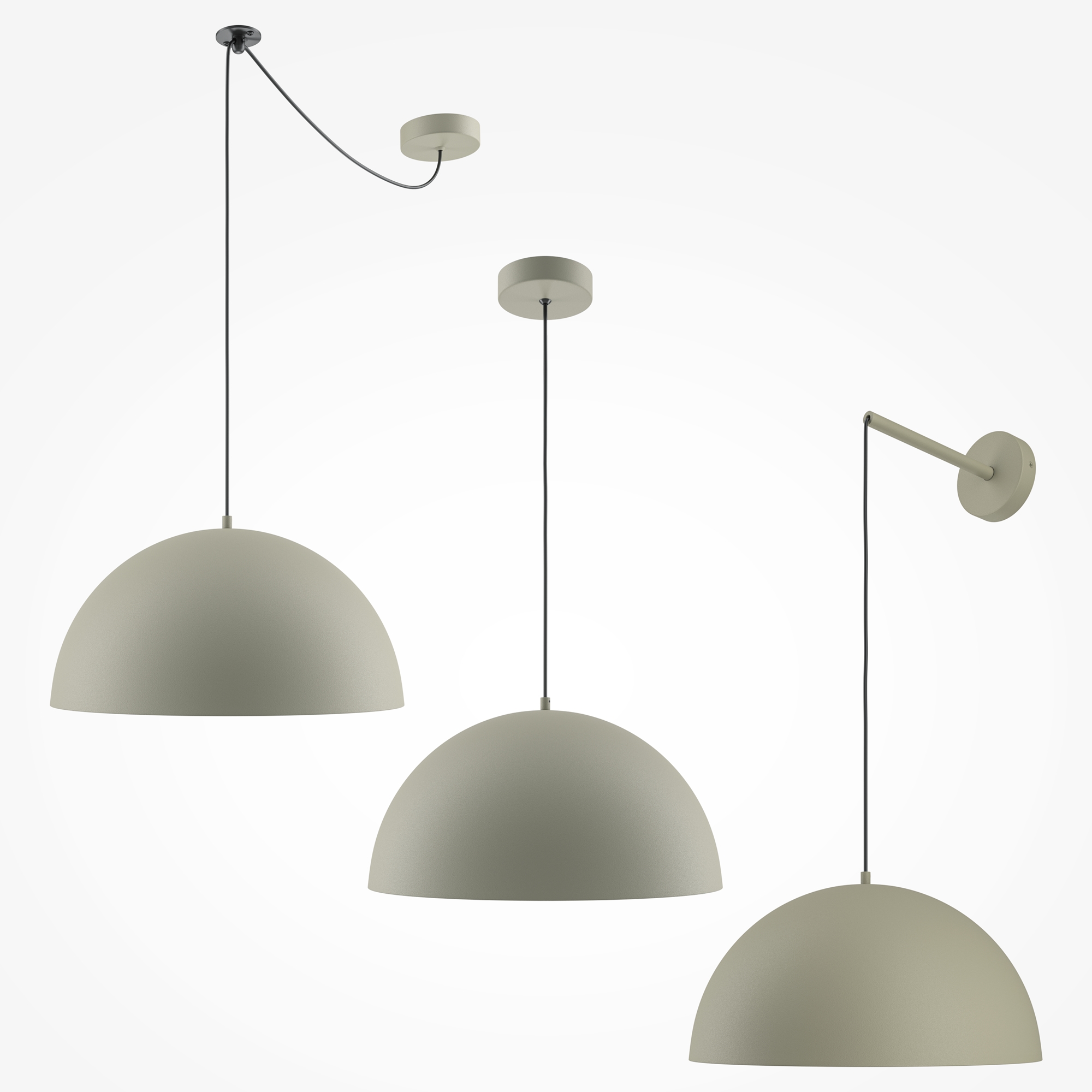 Basic Colors, Khaki Dome Single Pendant / Wall Light, Metal, 35cm Diameter