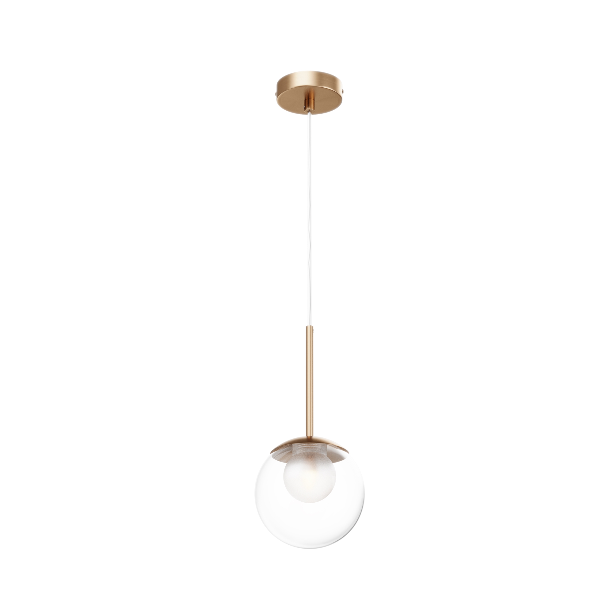 Basic Form Small Pendant Lamp, Gold Metal, Clear & Frosted Glass, 15cm Wide