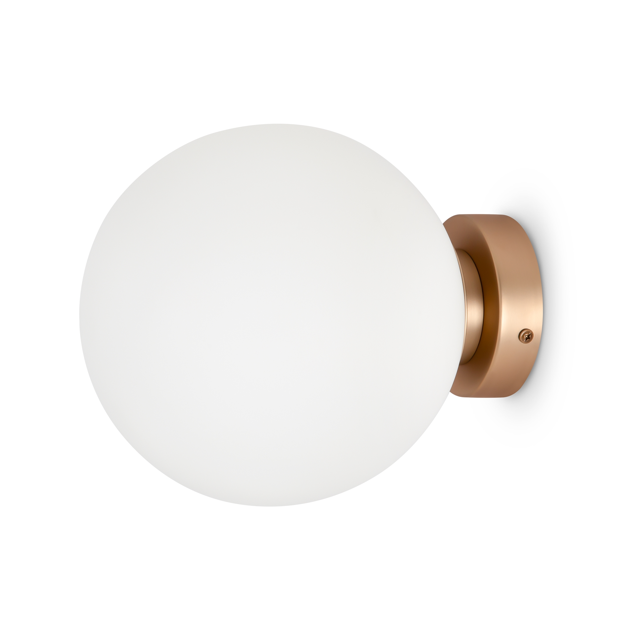 Basic Form Large Globe Wall Light, Gold Metal, White Glass, 20cm Wide