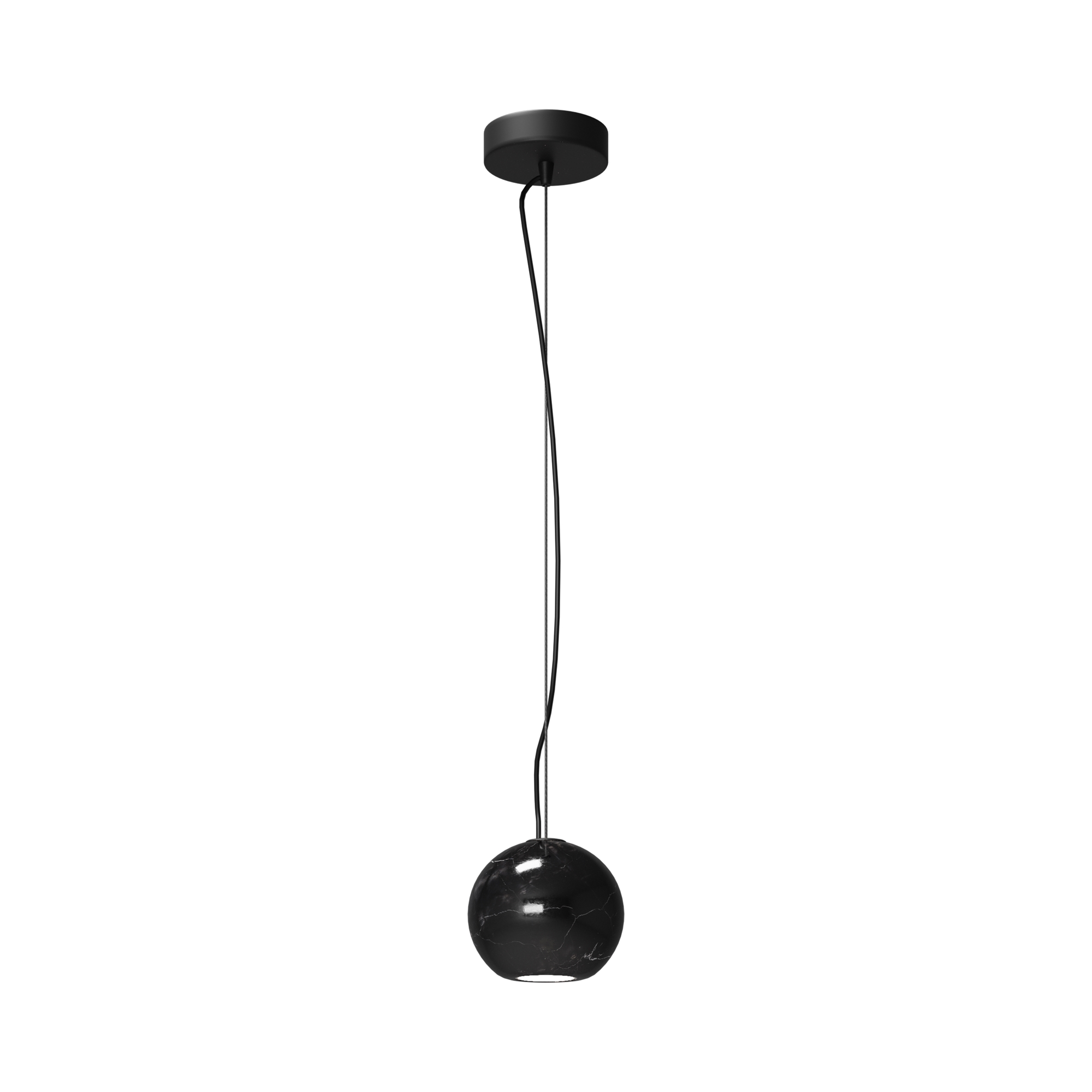 Basic Texture Black Marble Globe Pendant Light, 1 Lamp, GU10, 12cm Diameter