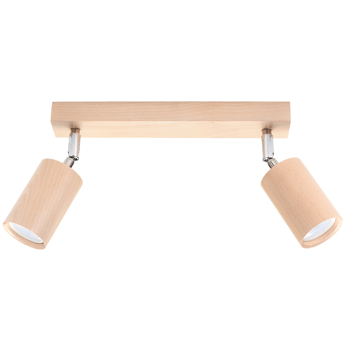 Beryen Oak Wood Ceiling Spotlight Bar, 2 Light, GU10, Adjustable Heads, 30cm Length