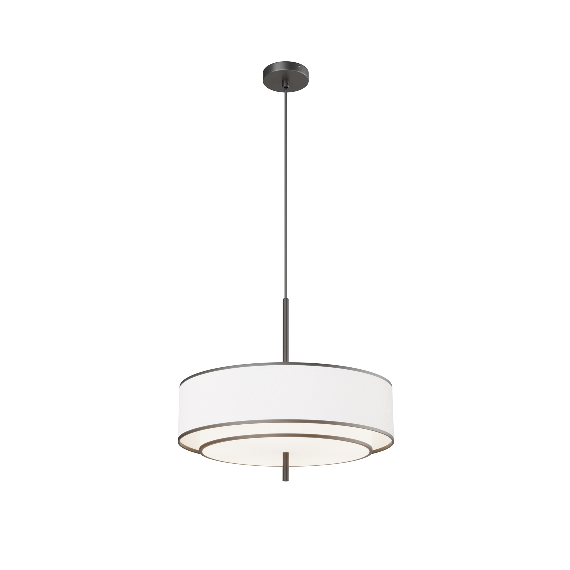 Bergamo Black & White Pendant Lamp, Metal, Fabric, 5 Light, 50cm Wide