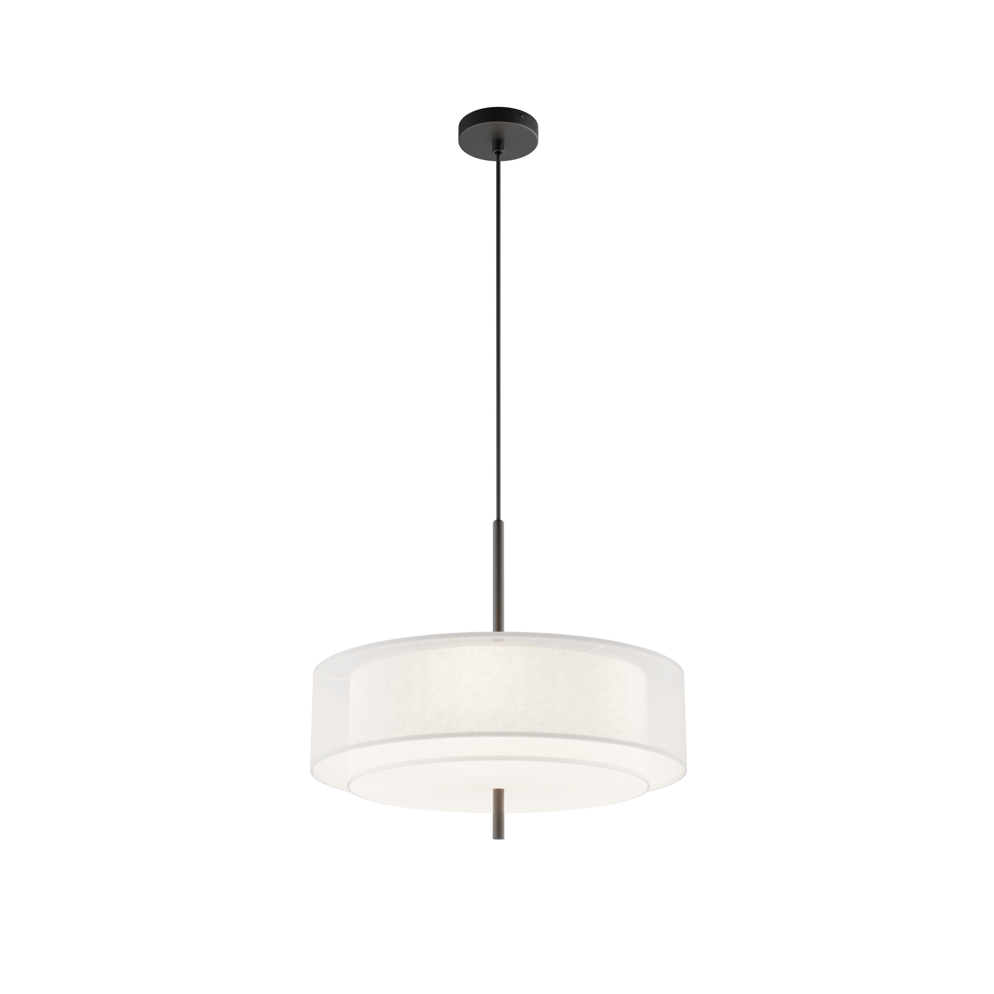 Bergamo Clear & White Pendant Light, Black Metal, 5 Lamp, 50cm Wide