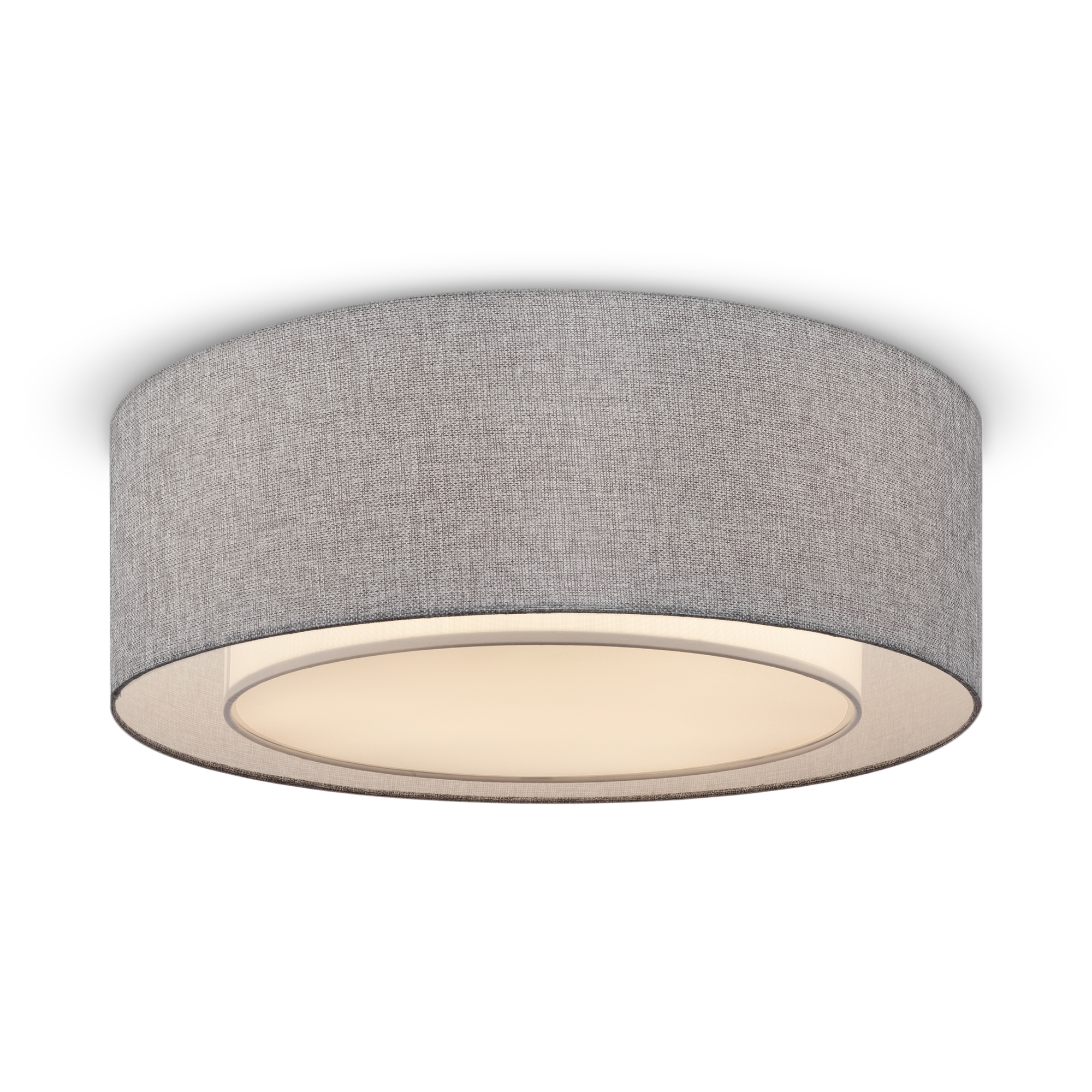Bergamo Drum Ceiling Lamp, White & Grey Shades, 3 Light, 52cm Wide