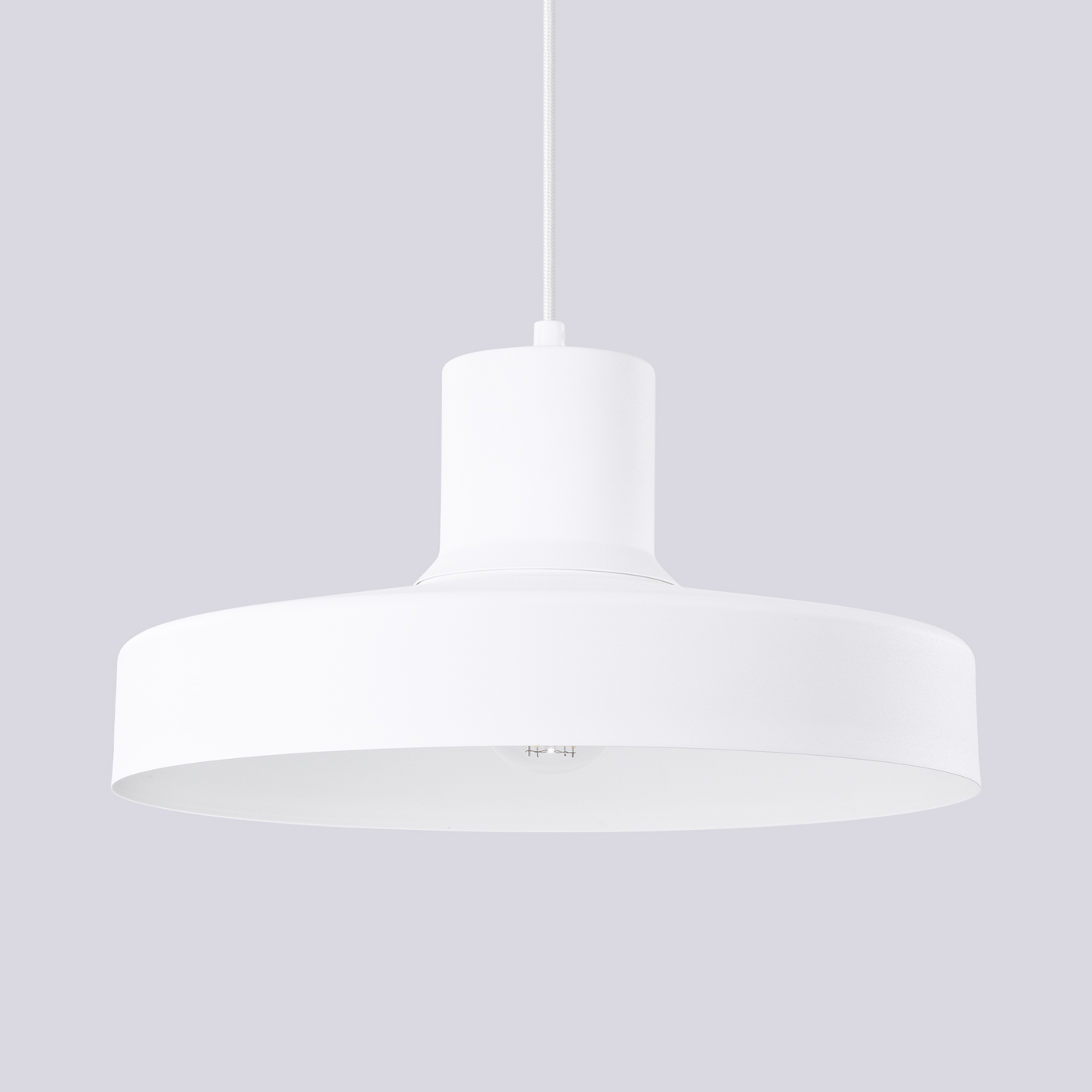 Bilboa White Single Pendant Light, Metal, 35cm Diameter