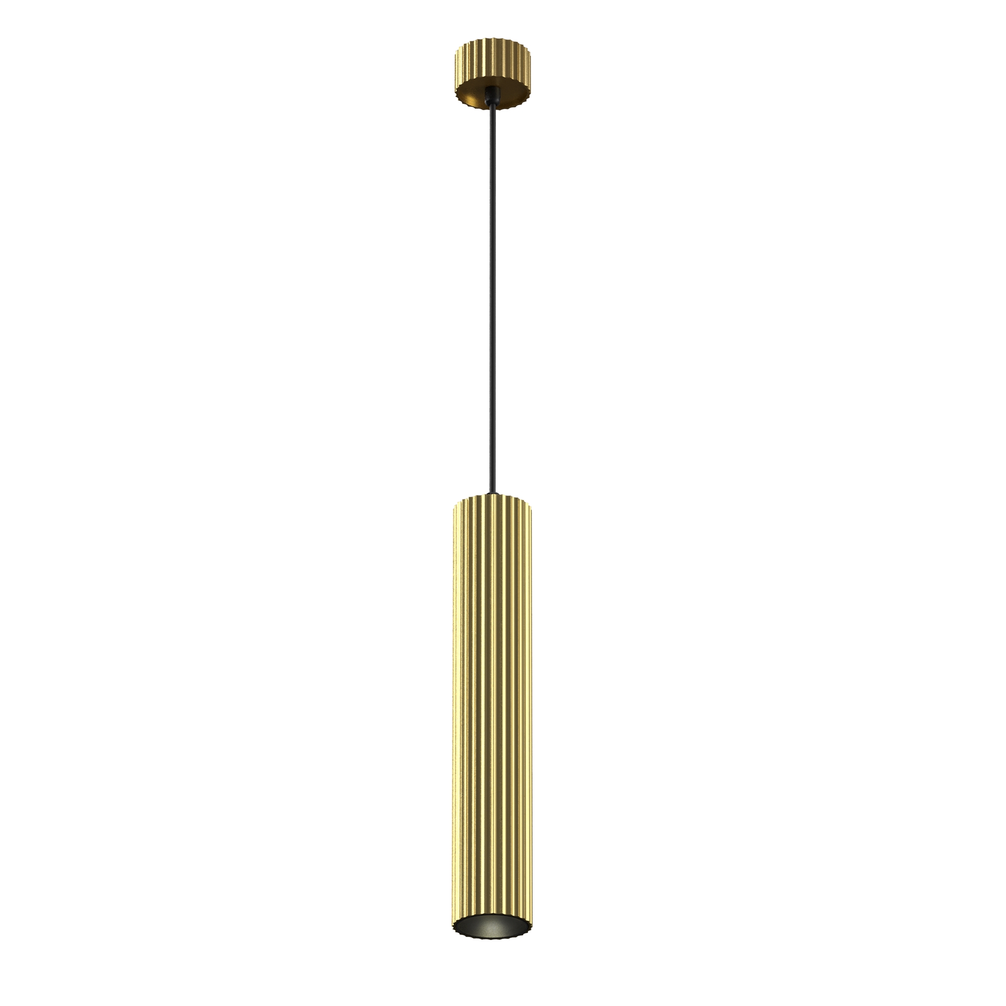 Calipso Brass Pendant Lamp, Ribbed Metal, GU10, 5.6cm Diameter