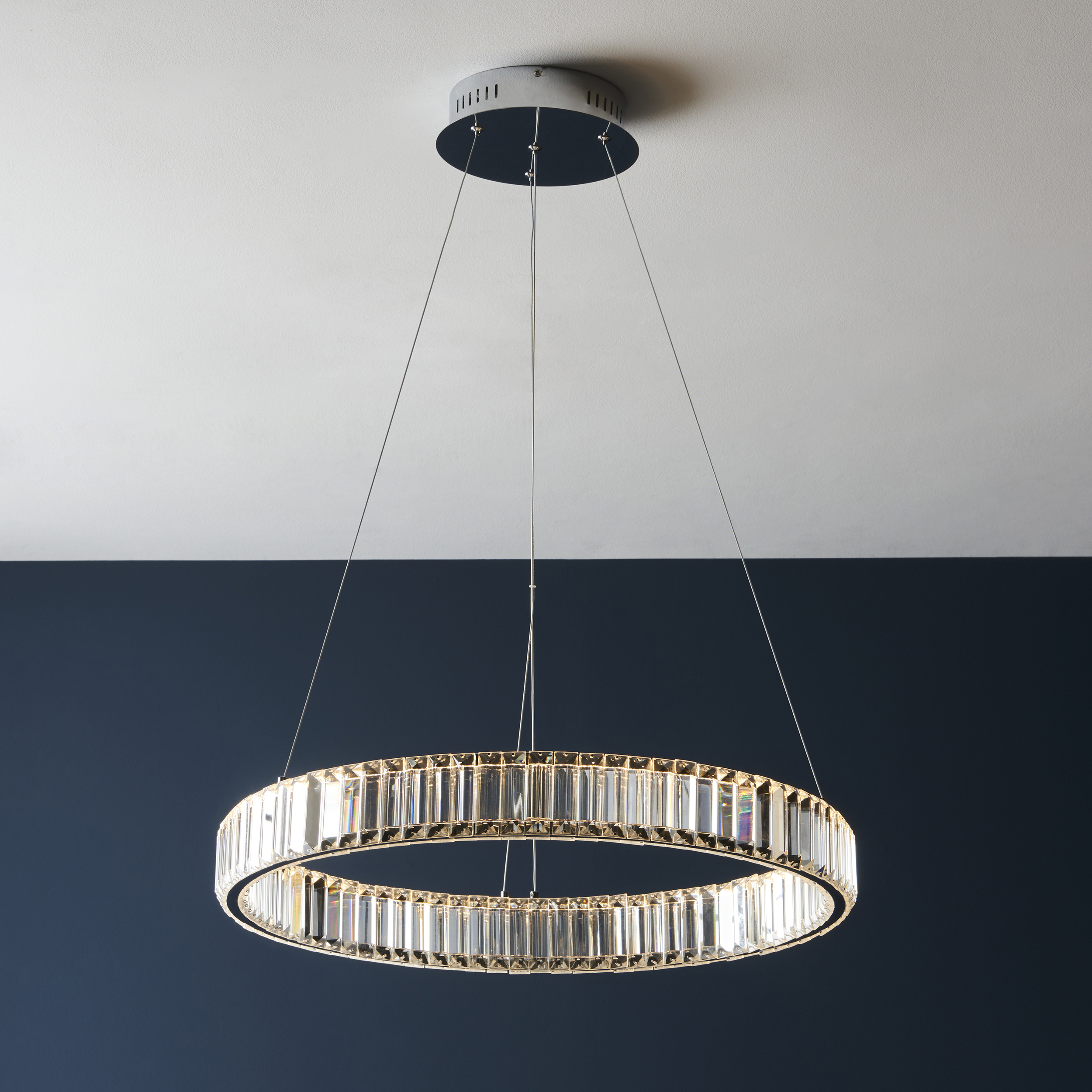 Halo LED Pendant Light, Clear, Glass, 61cm