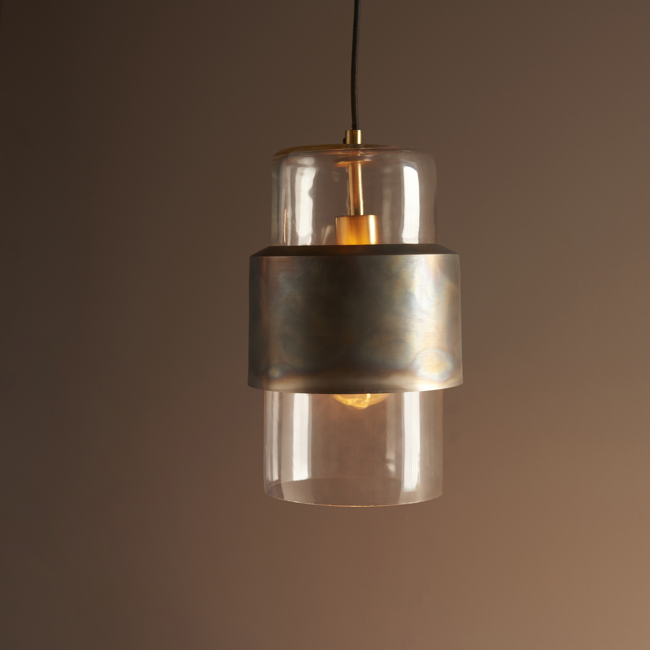 Leo Pendant Light, Bronze, Clear Glass, 1 Lamp, 19.5cm