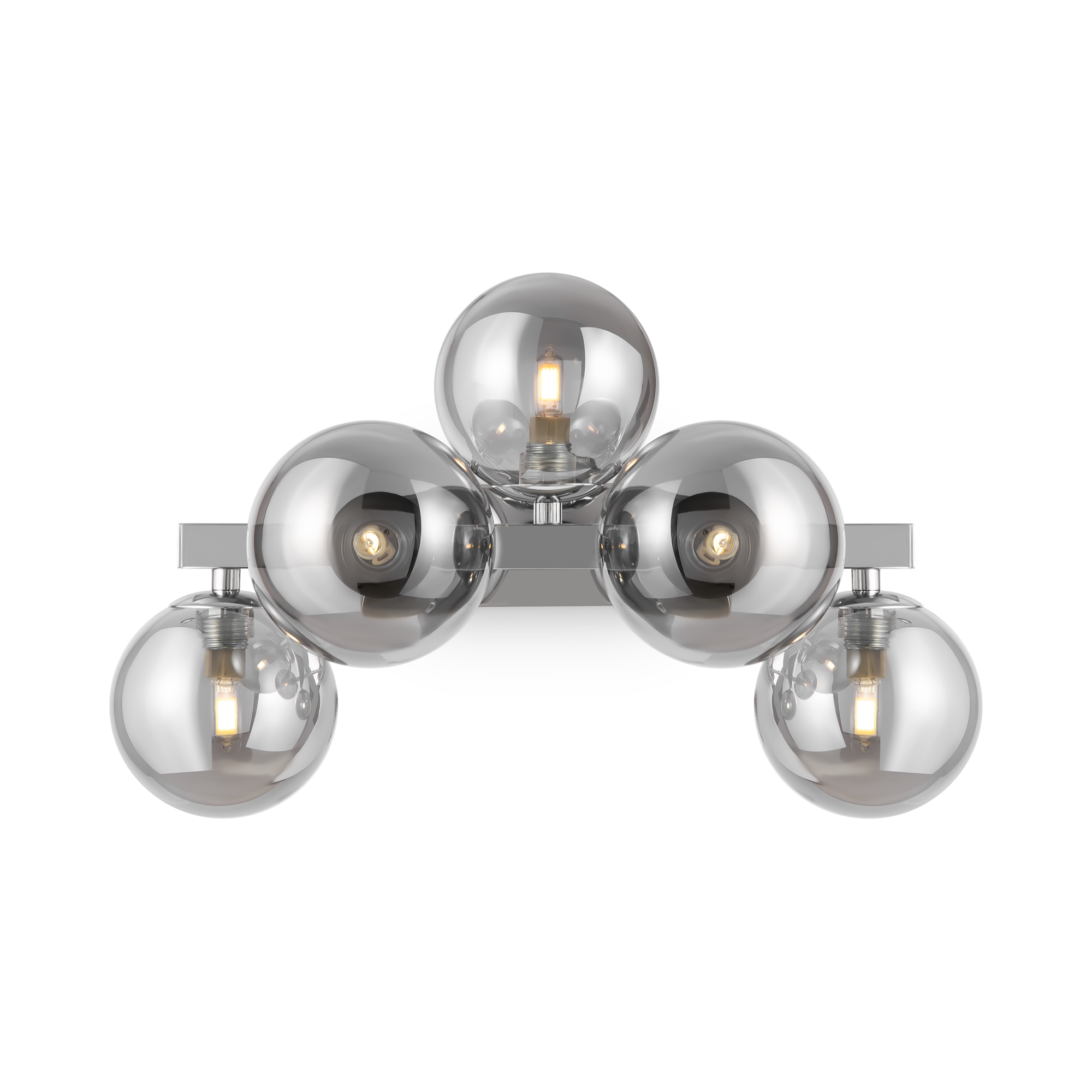 Dallas Bubble Wall Lamp, Smoked Glass, Chrome Metal, 5 Light, 38cm Wide