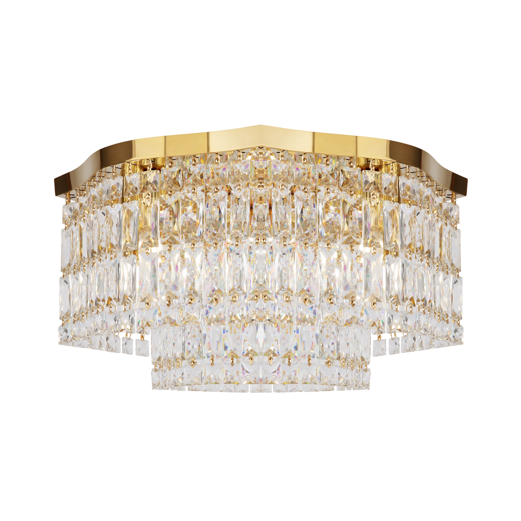 Dune 6 Light Ceiling Lamp, Gold, Clear Crystal Glass, 45cm Wide