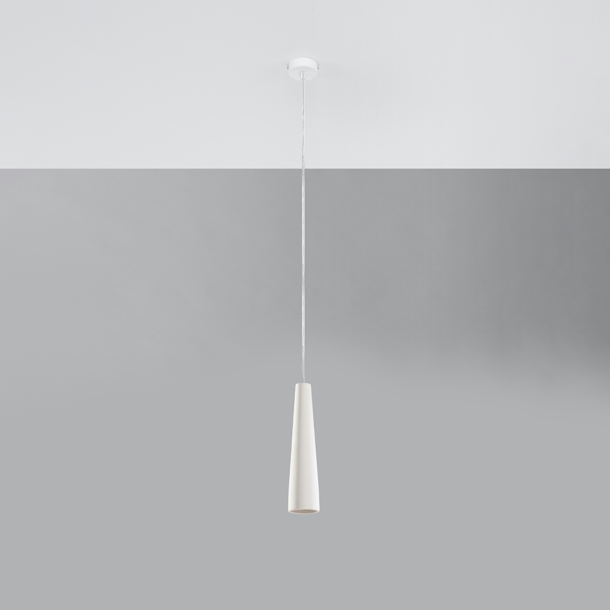 Elettra White Ceramic Pendant Light, 1 Lamp, Cylinder, 8cm Diameter