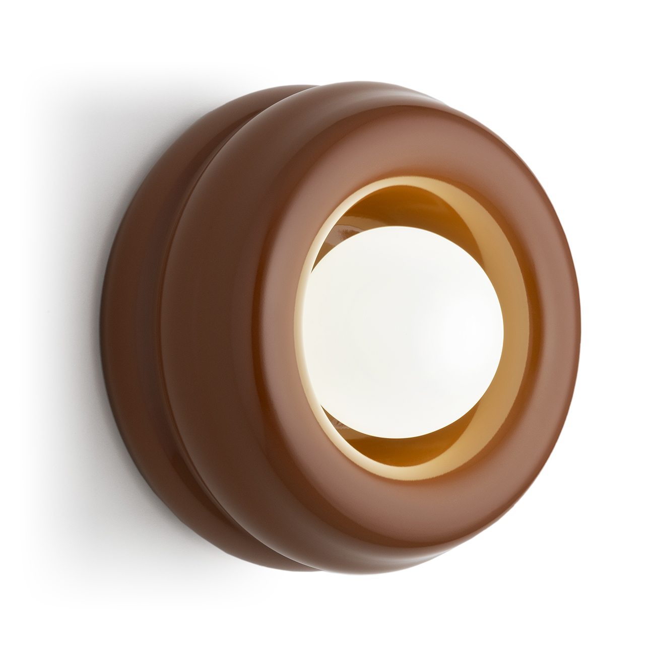 Evo Circular Wall Light, Terracotta & Opal Glass, 19cm Width, 1 Lamp