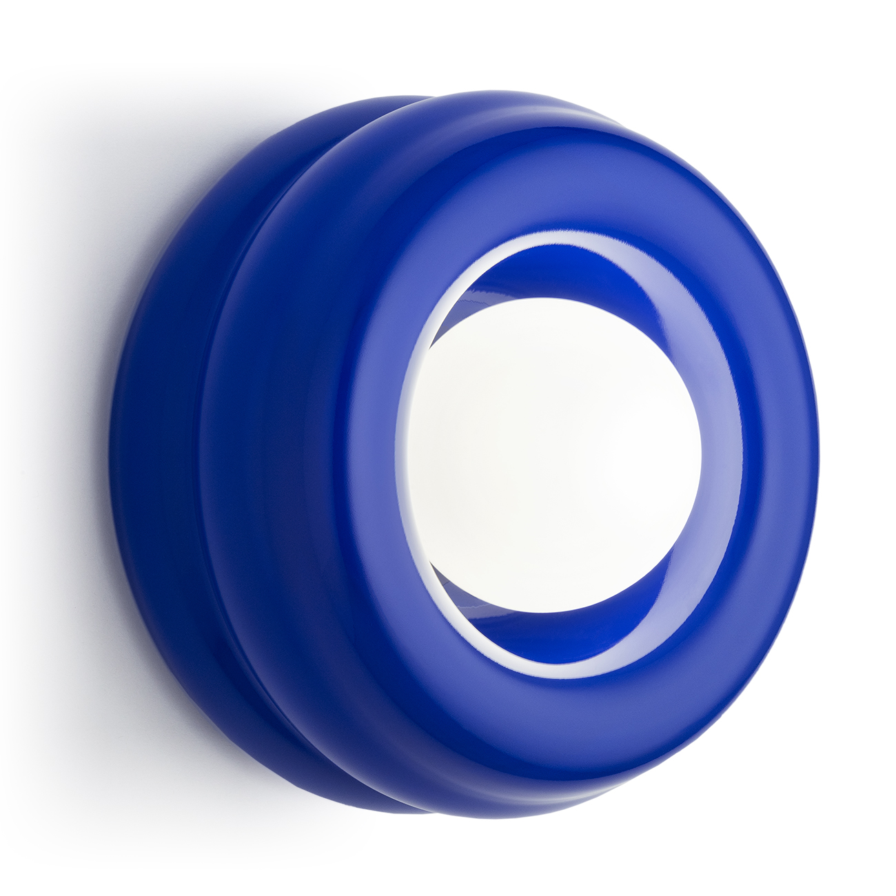 Evo Circular Wall Lamp, Cobalt Blue & Opal Glass, 19cm Width, 1 Light
