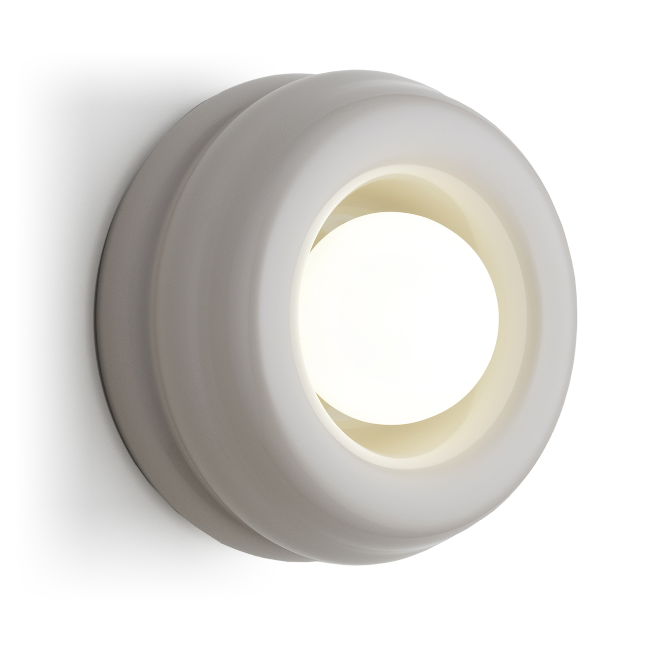 Evo Circular Wall Lamp, Sand & Opal Glass, 19cm Width, 1 Light
