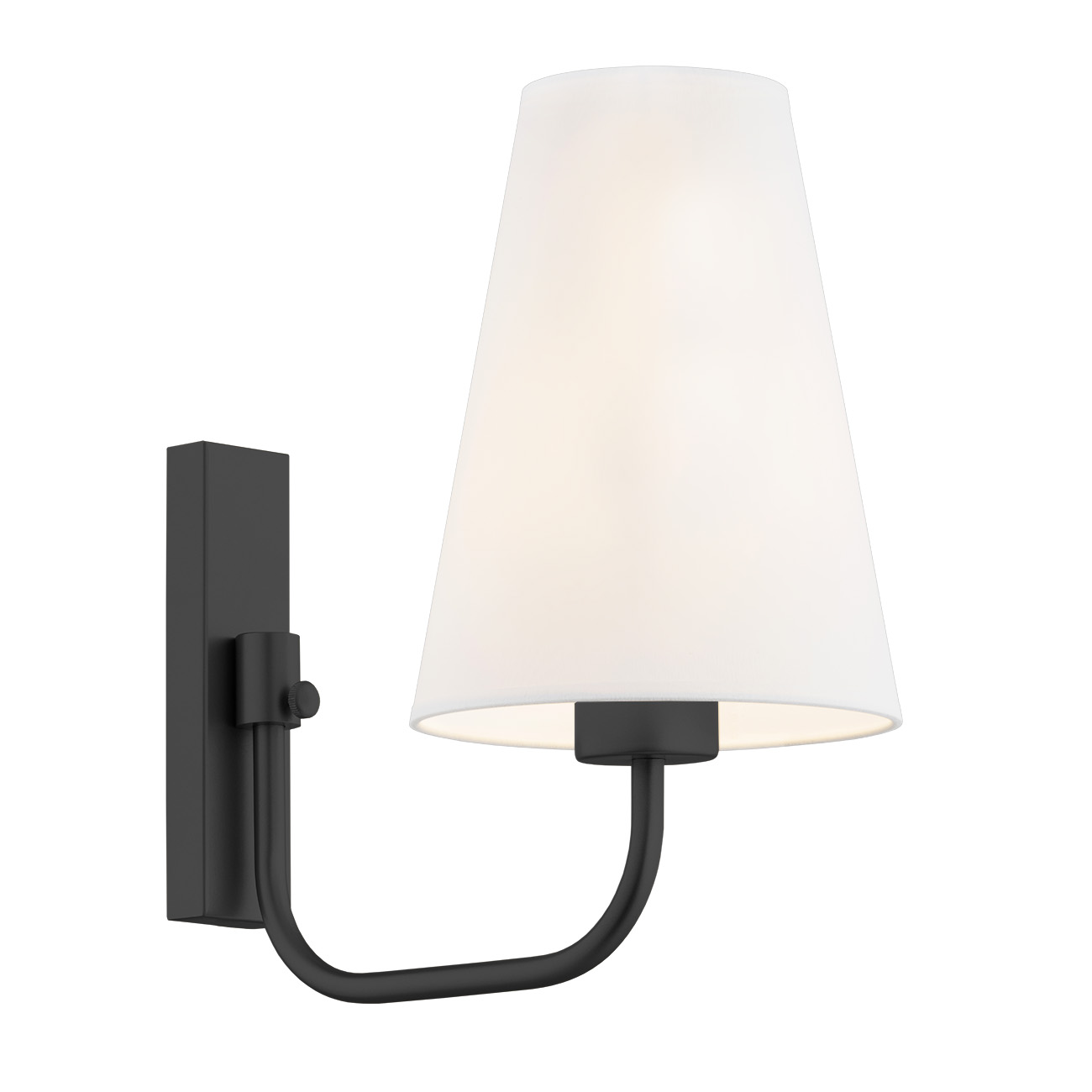 Fiano Wall Light, 1 Light, Black, White Lampshade