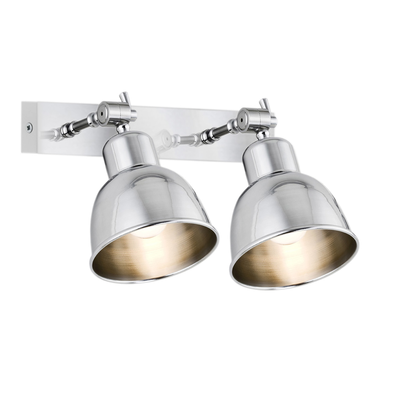 Fratu 2 Light Wall Lamp, Adjustable Shades, Brushed Chrome