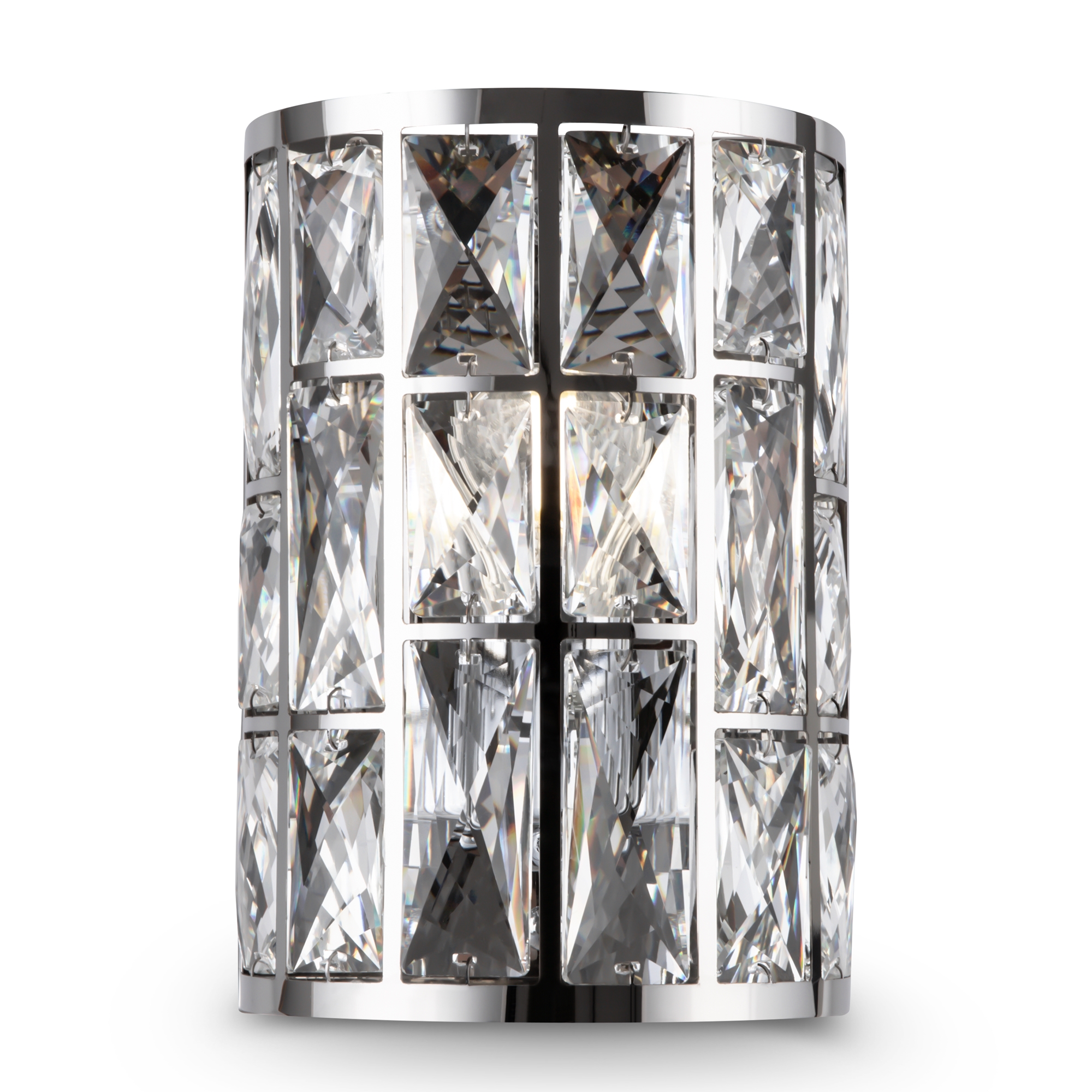 Gelid Curved Wall Light, Chrome, Crystal Glass, 1 Lamp, 14.6cm Wide