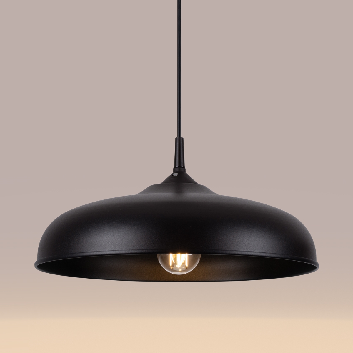 Geena Black Pendant Lamp, Metal, 1 Light, 38cm Diameter