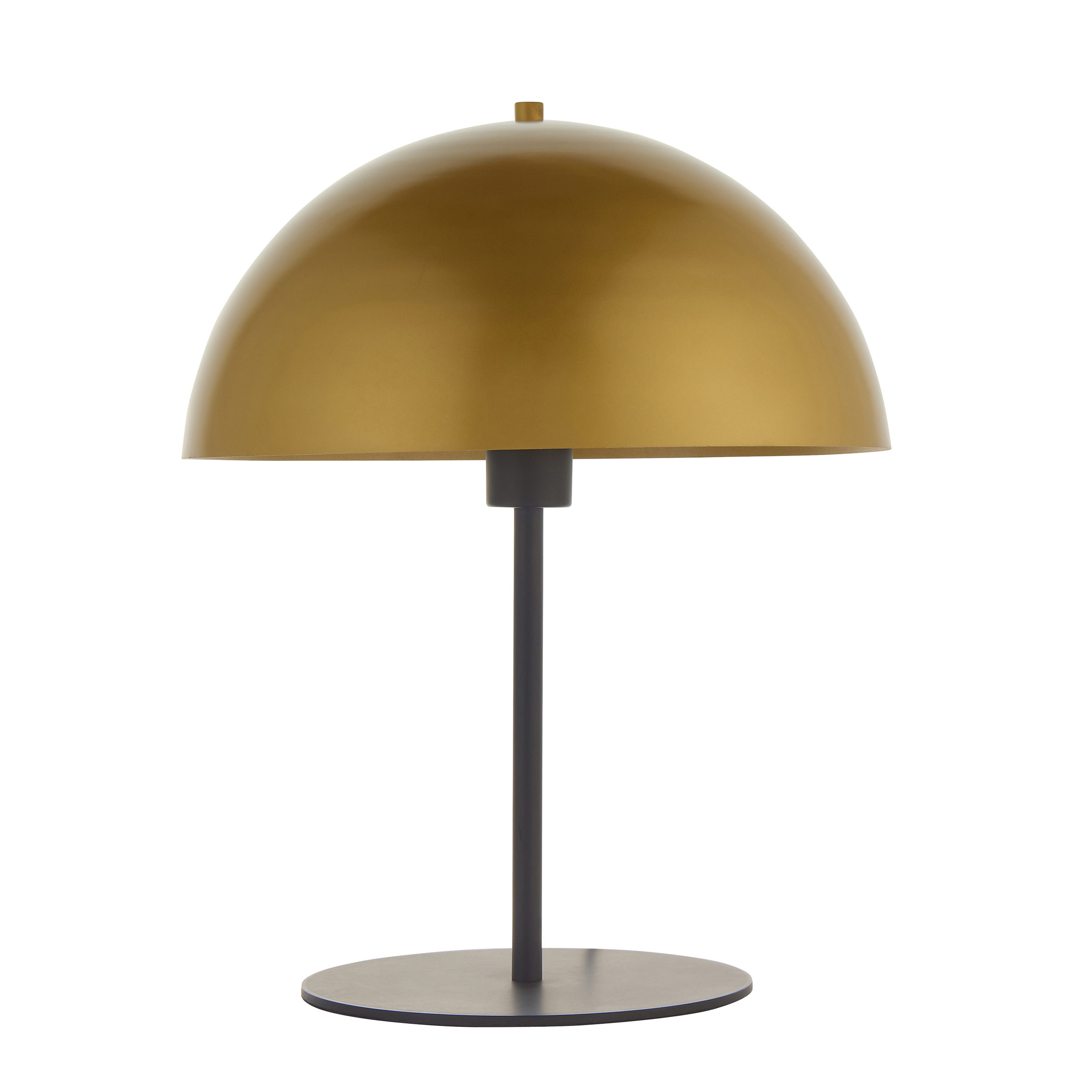 Indo Table Lamp, Gold Mushroom Shade, Bronze Base