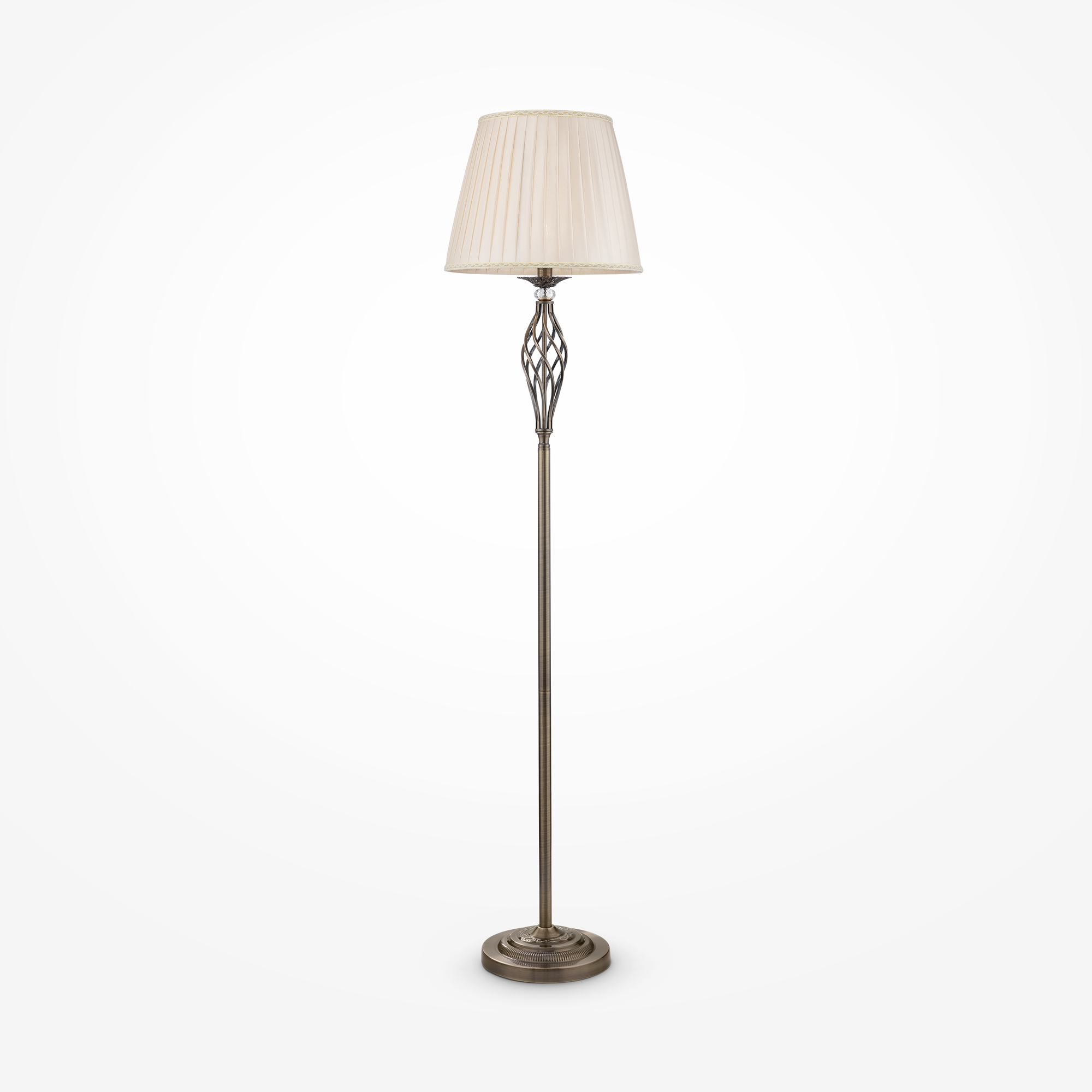 Grace Bronze Floor lamp, Beige Fabric Shade, Crystal Detail, 165cm Height