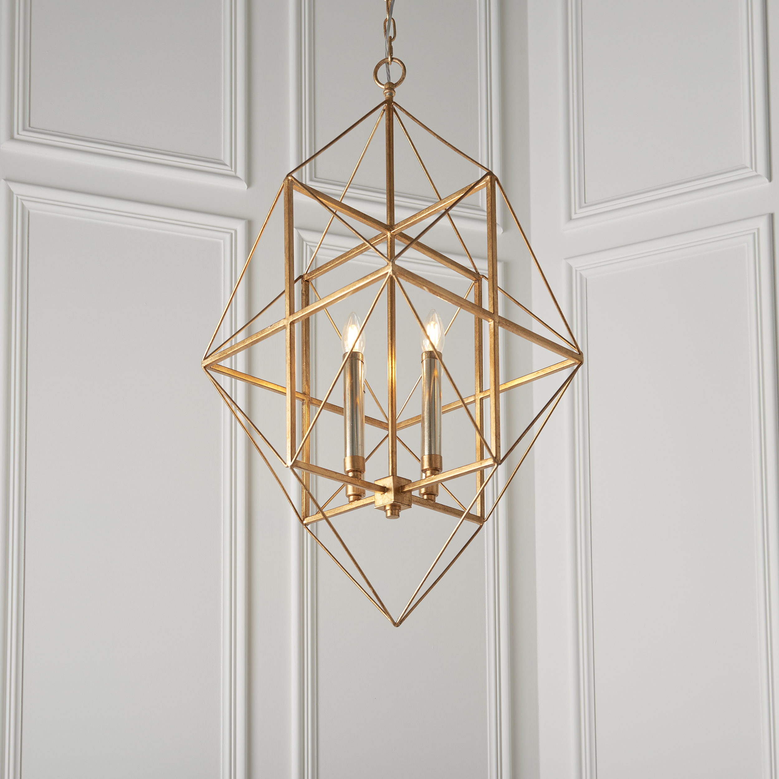 Nare Chandelier, Gold, Lantern Frame, 4 Light, 57.5cm