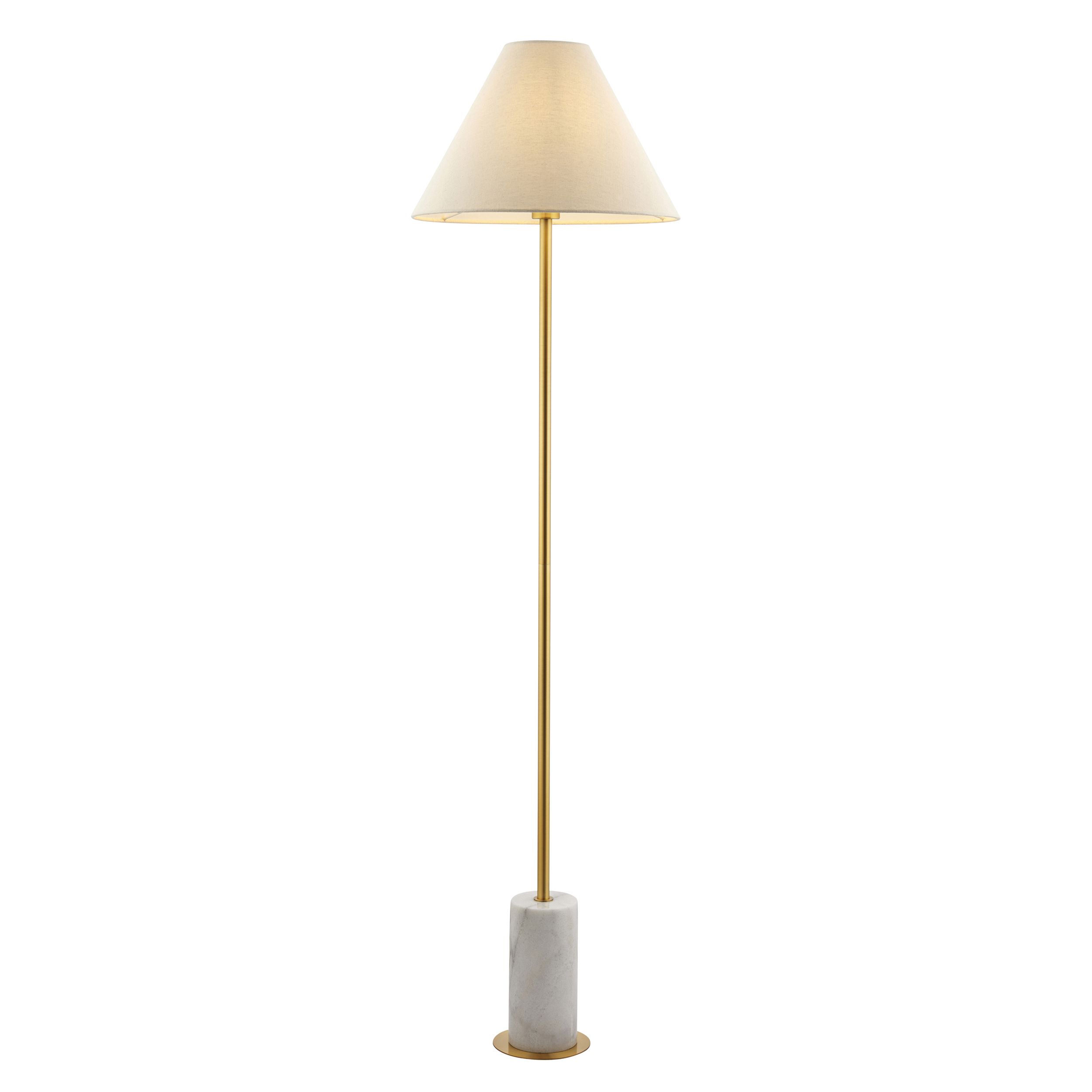 Egan Floor Lamp, Marble, Aged Brass, Natural Shade