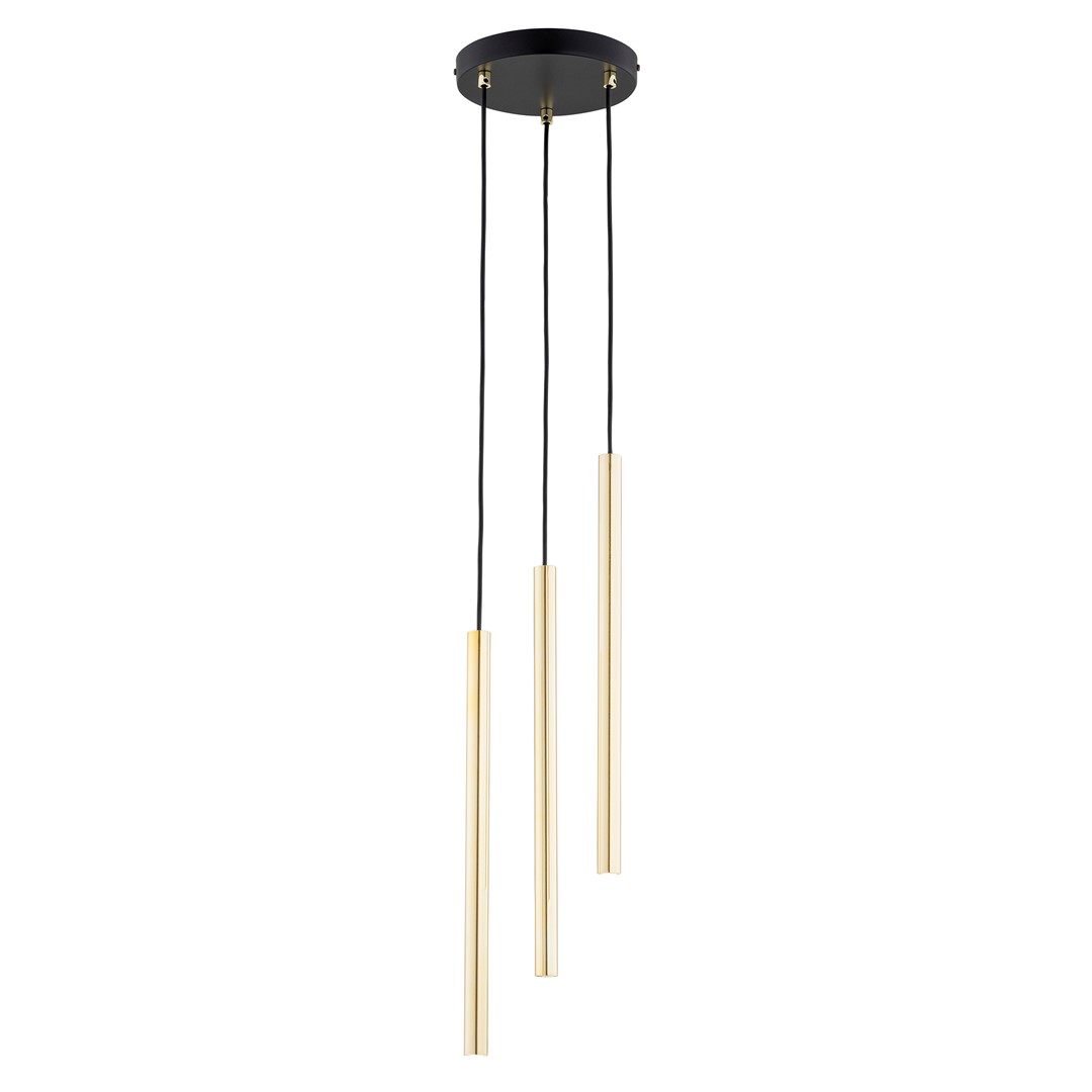Kelthorn Gold 3 Light Tube Pendant Lamp, 20cm
