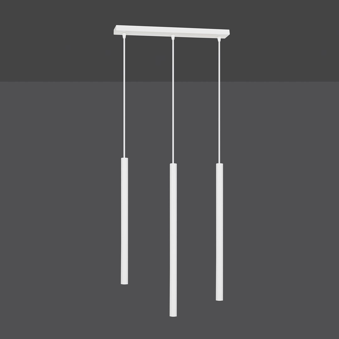 Kelthorn 3 Lamp Tube Pendant Light, White, 45cm