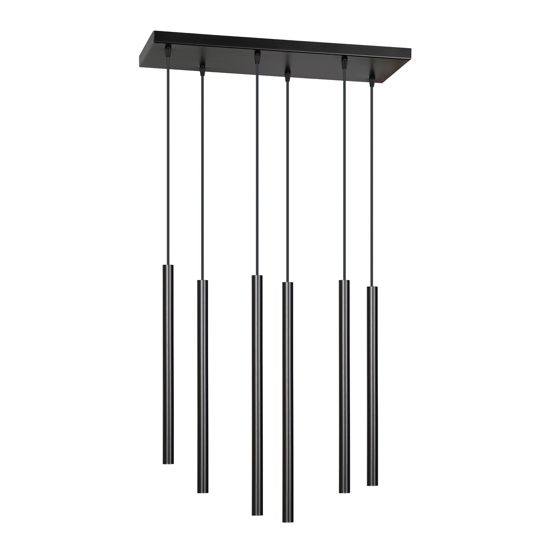 Kelthorn 6 Lamp Tube Pendant Light, Black, 59cm