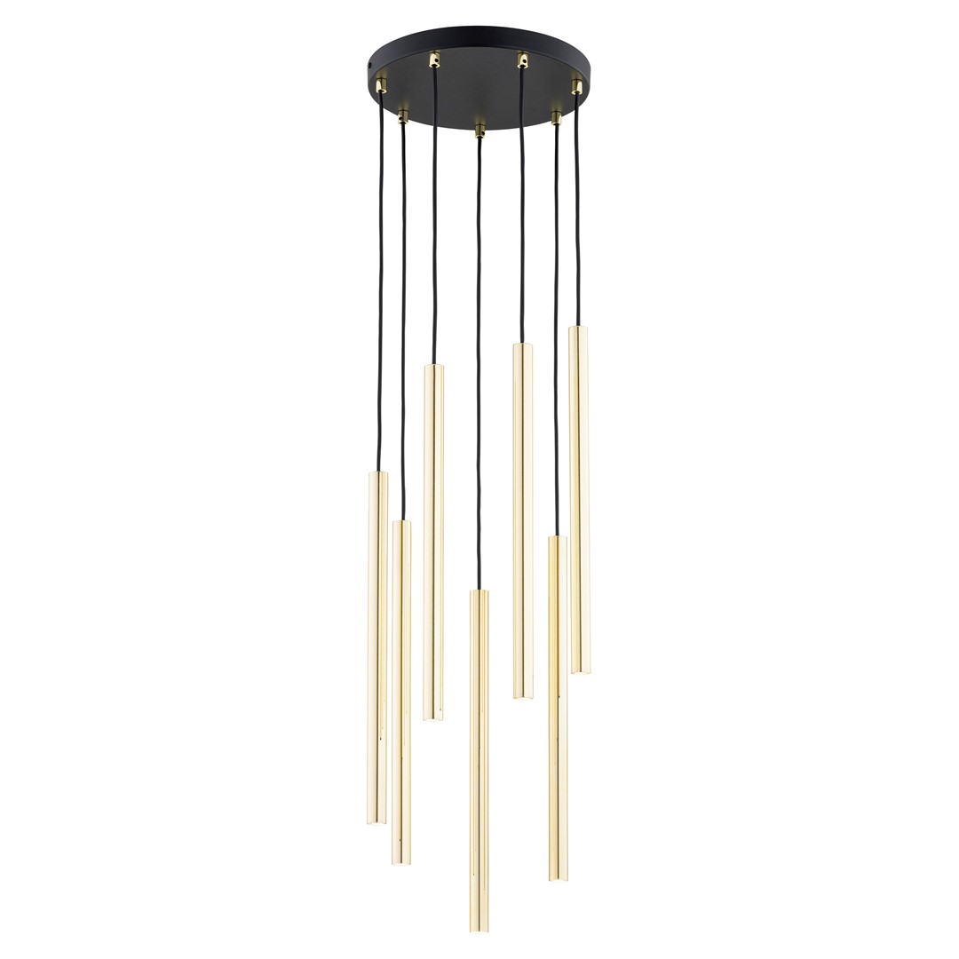 Kelthorn Gold 7 Lamp Tube Pendant Light, 30cm