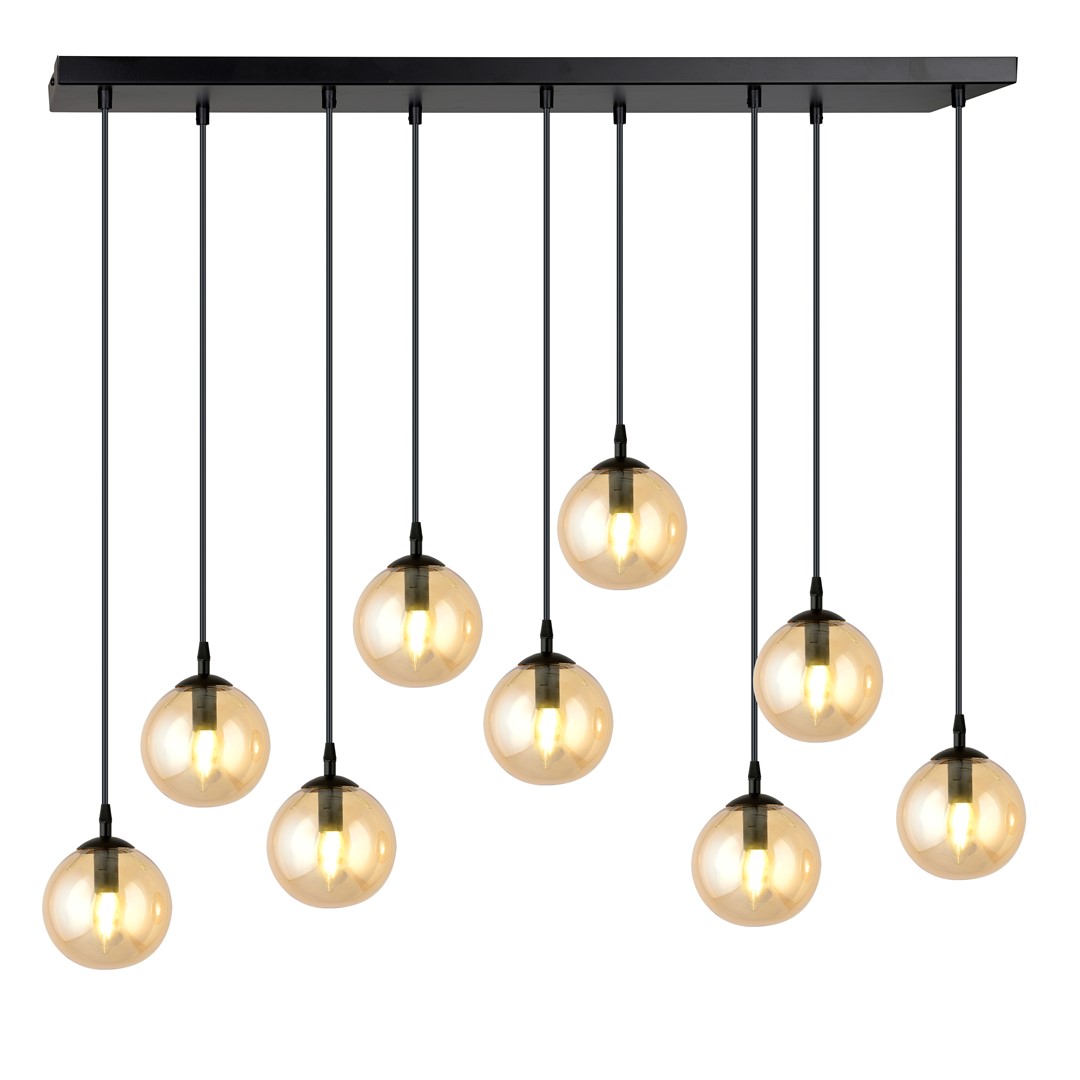 Kosmos Pendant Light, 9 Lamp, Amber Glass, 104cm