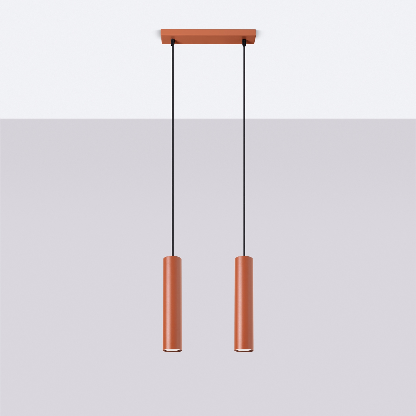 Laguna 2 Light Bar Pendant Lamp, Terracotta Red, Metal, GU10, 30cm Length
