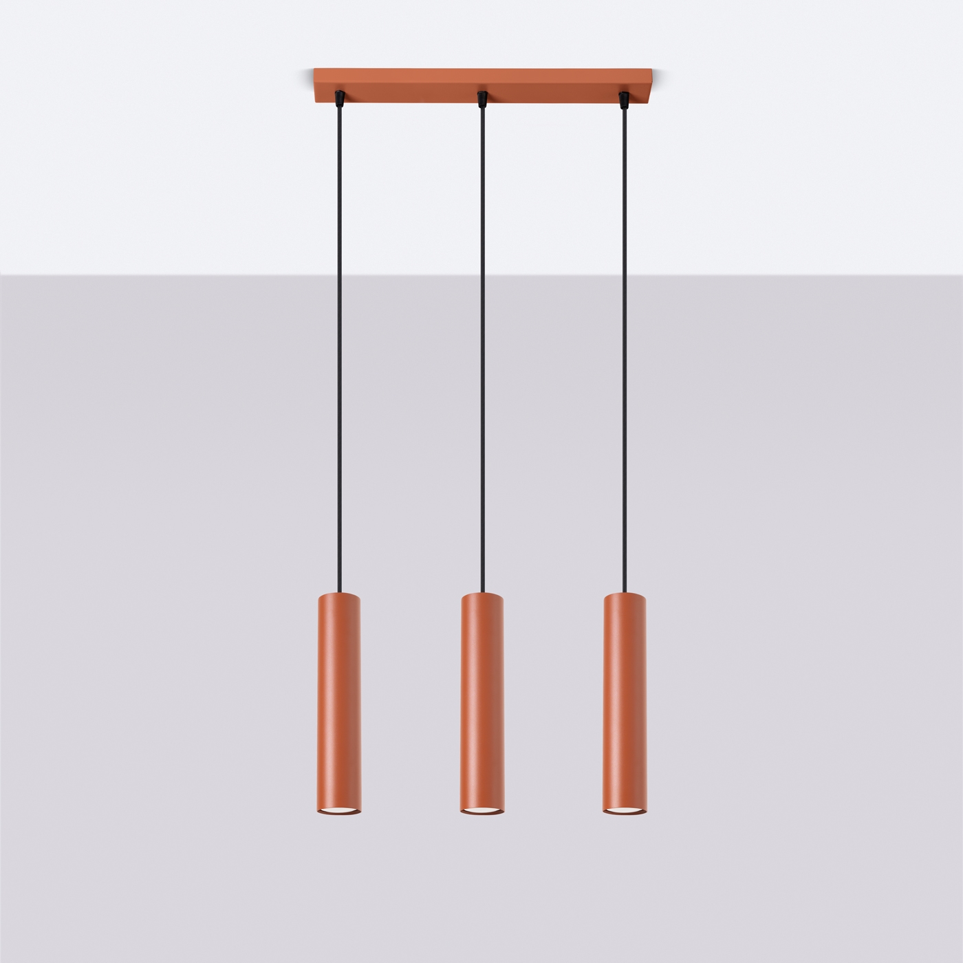 Laguna 3 Lamp Bar Pendant Light, Terracotta Red, Metal, GU10, 45cm Length