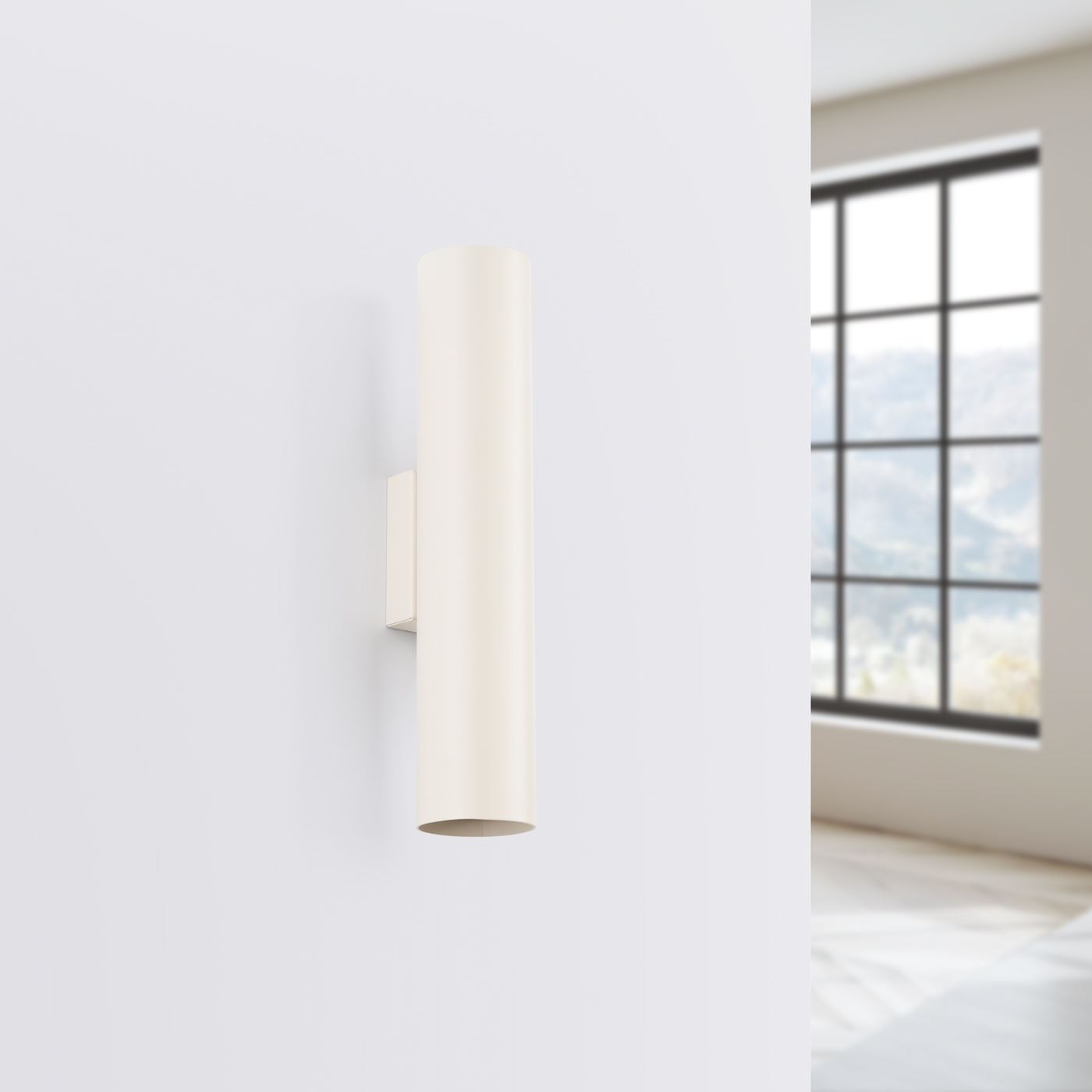 Laguna Up & Down Cylinder Wall Light, Beige, Metal, 2 Lamp, GU10, 30cm Height