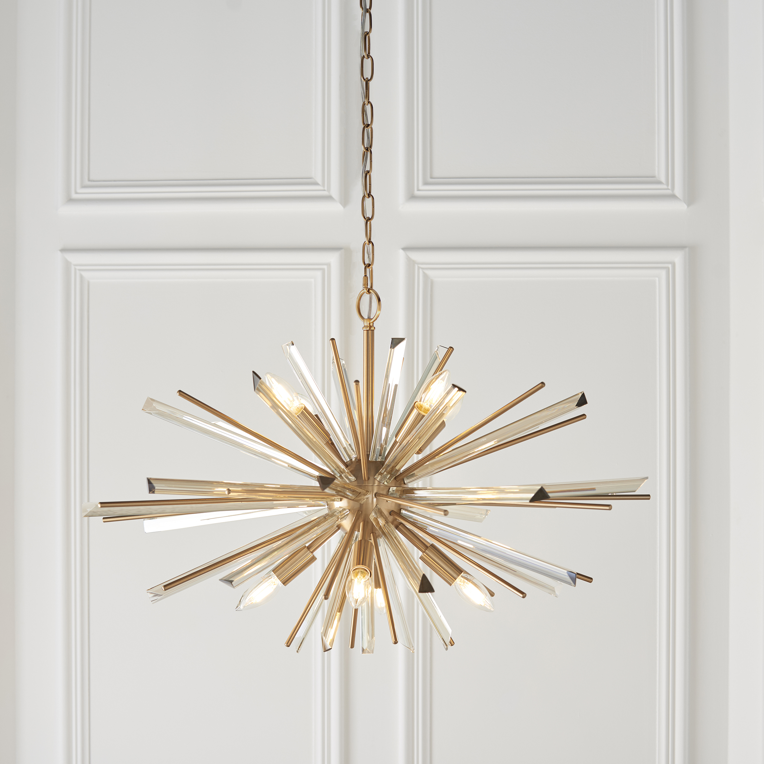 Starburst Large Pendant Light, Antique Brass, Glass, 80cm