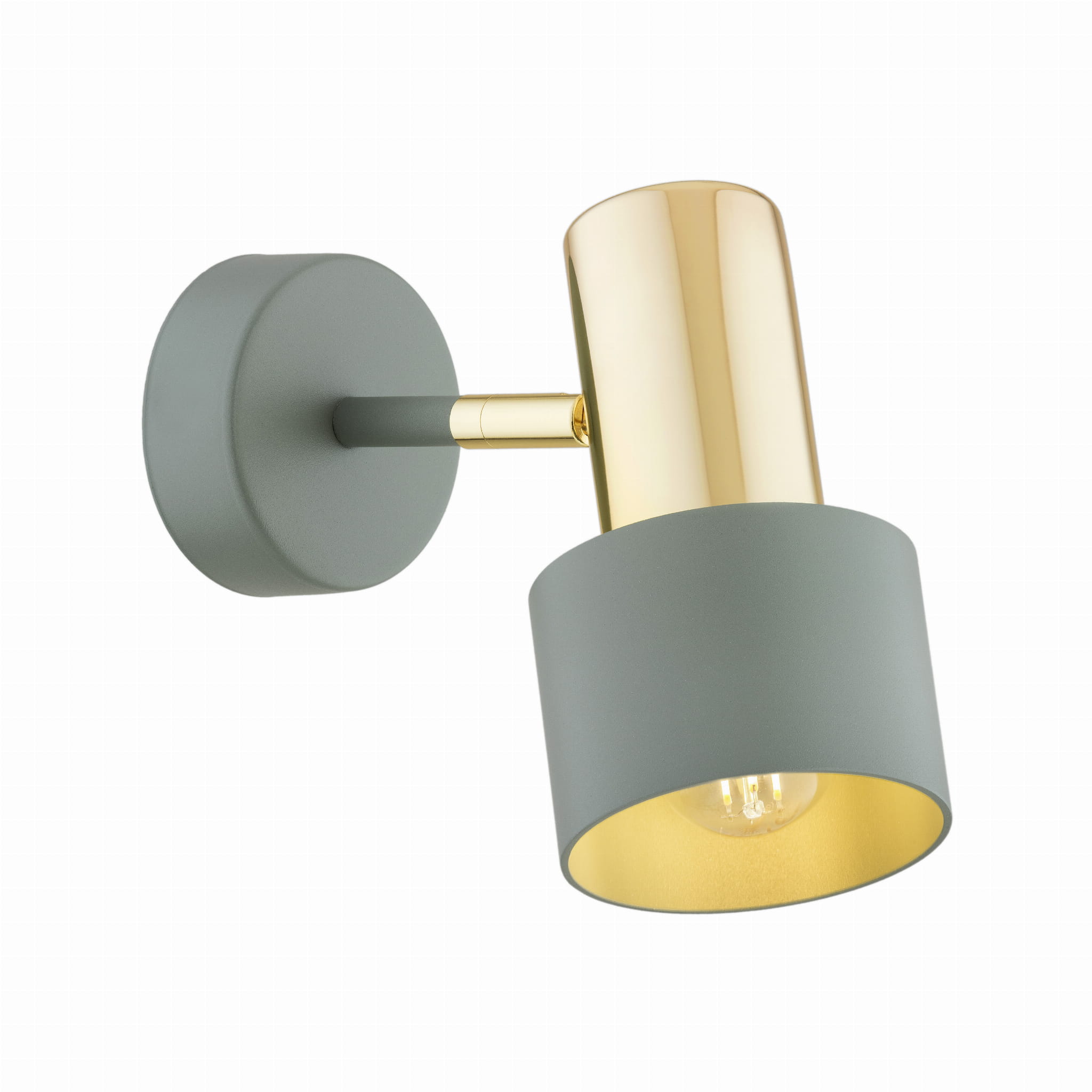 Oria Siege Green Wall Spotlight, 1 Lamp, Brass Arm, Adjustable, Ceiling Mountable
