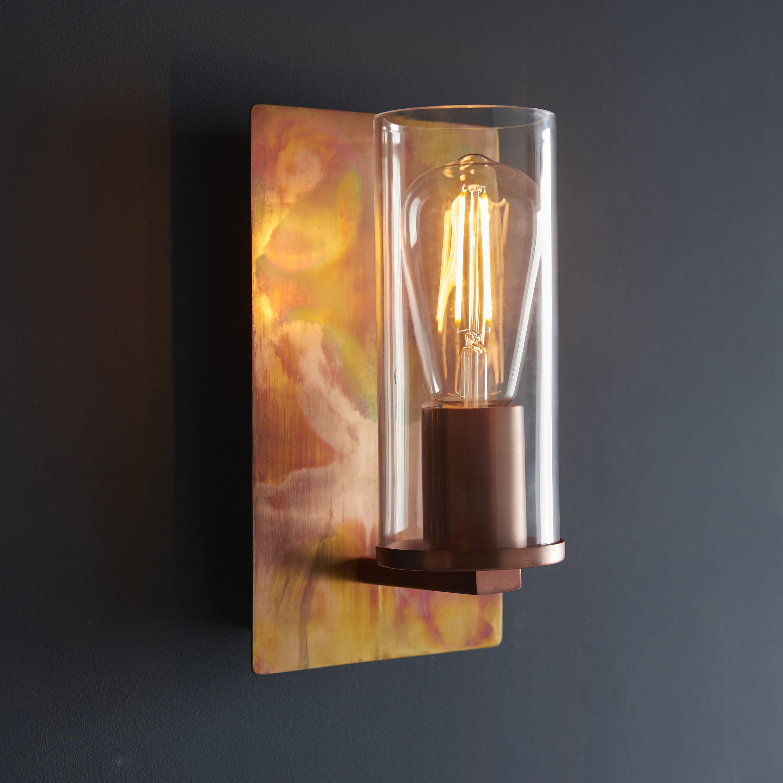 Leo Wall Lamp, Copper, Clear Glass, 1 Light