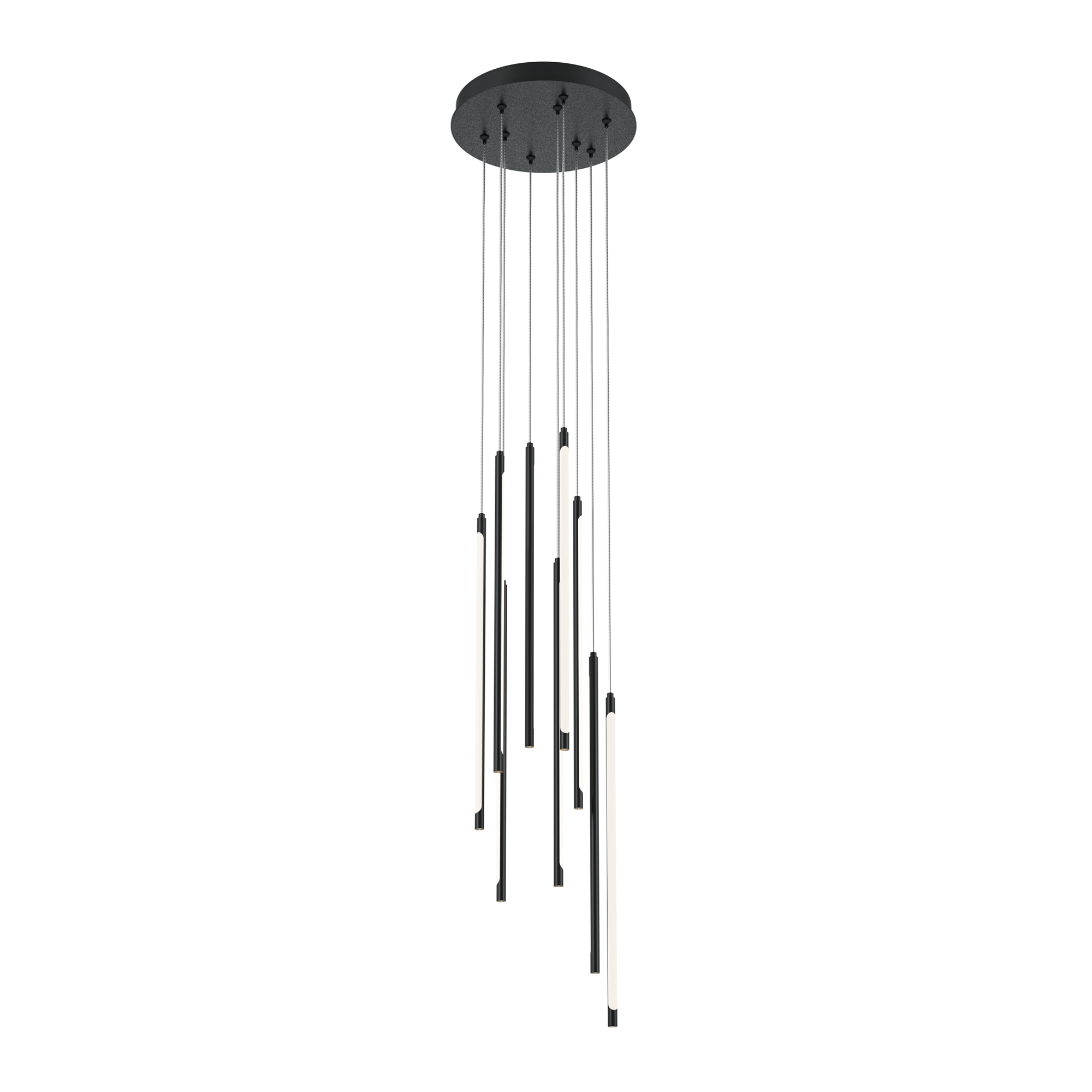 Light Stick Black 9 Light Pendant Lamp, Multi Drop, 3000k 46w, 35cm Wide