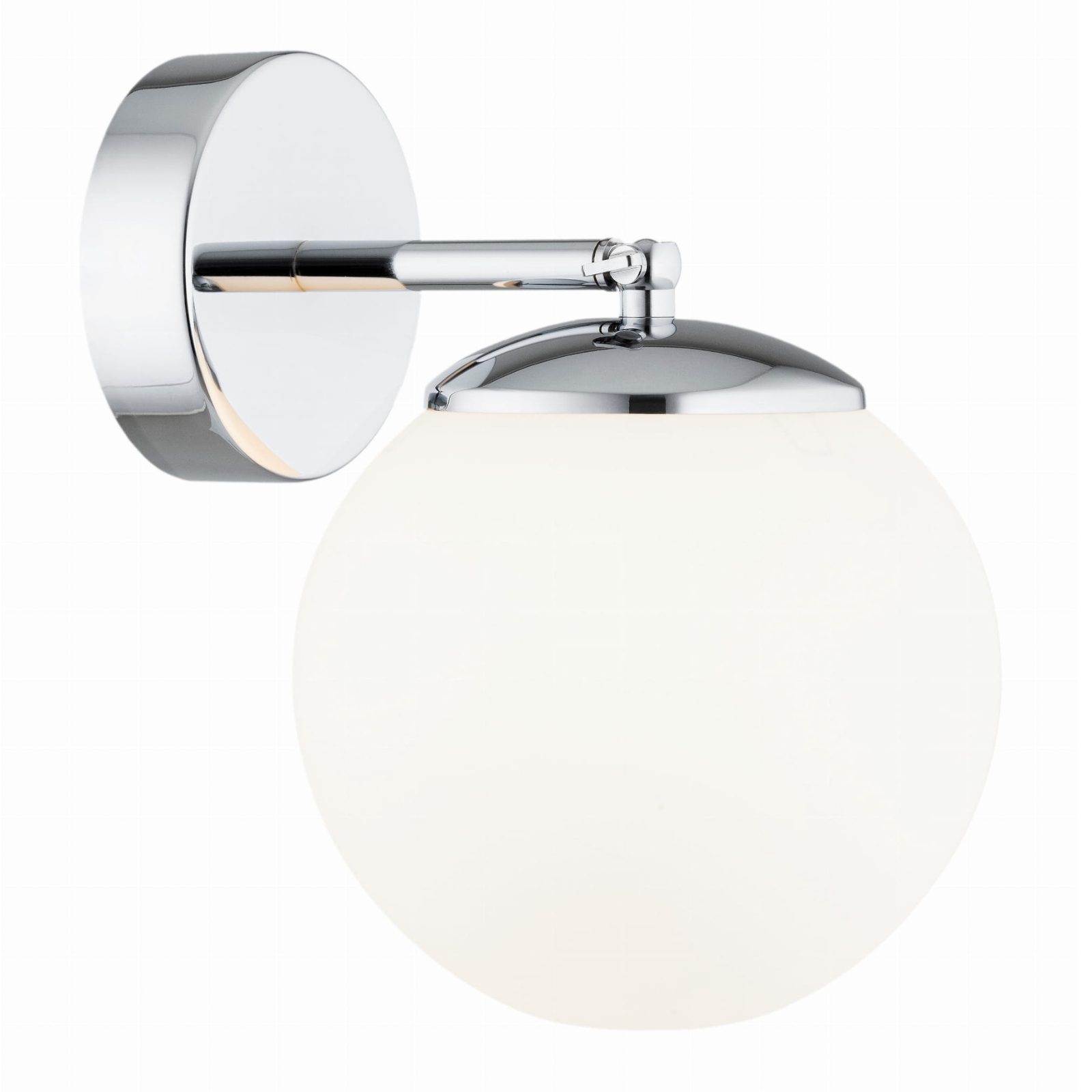 Elite IP44 Single Wall Lamp, Opal Glass, Chrome, 15cm Width